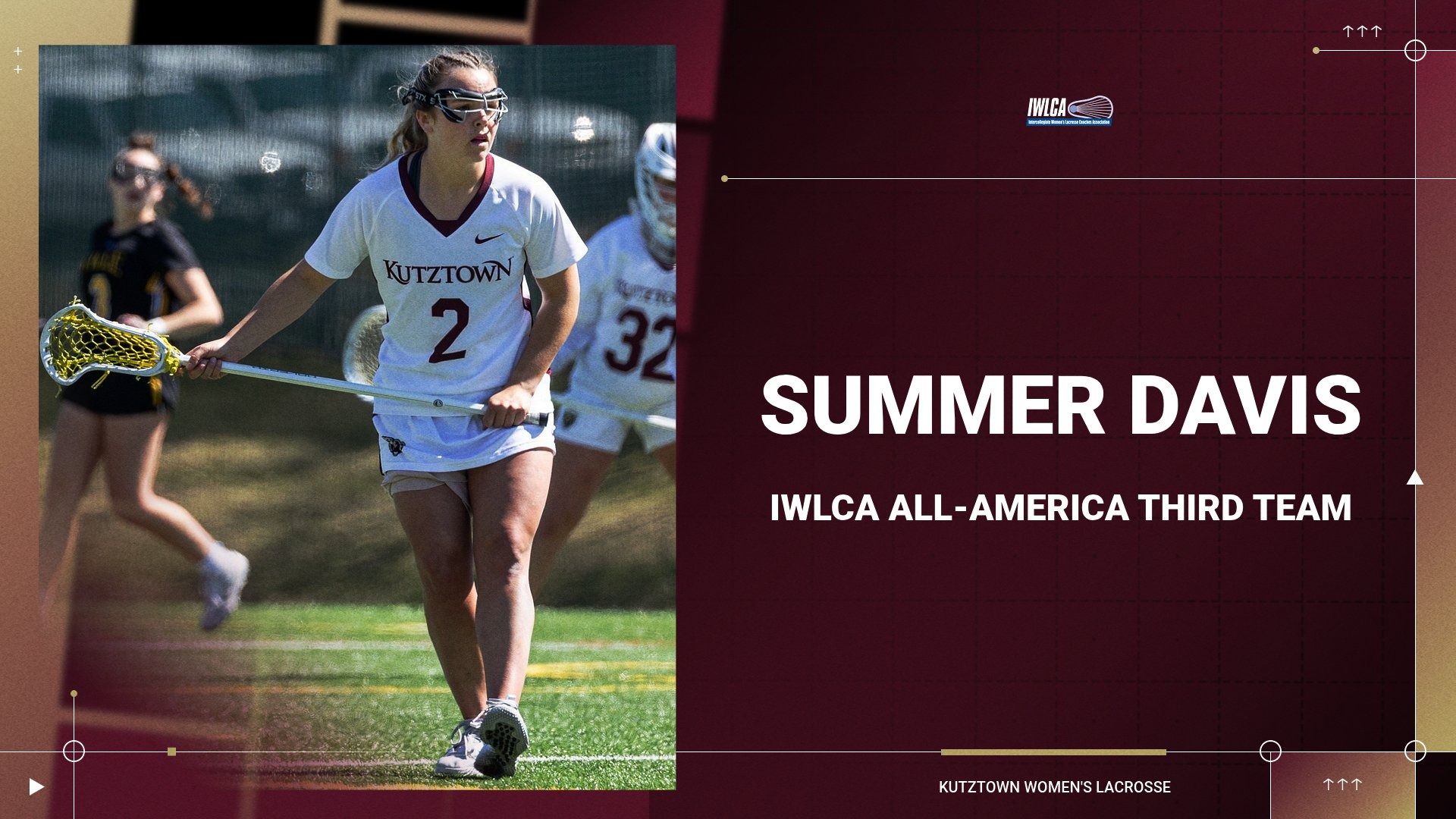 Graphic of Summer Davis of KU Women's Lacrosse being named IWLCA All-America Third Team