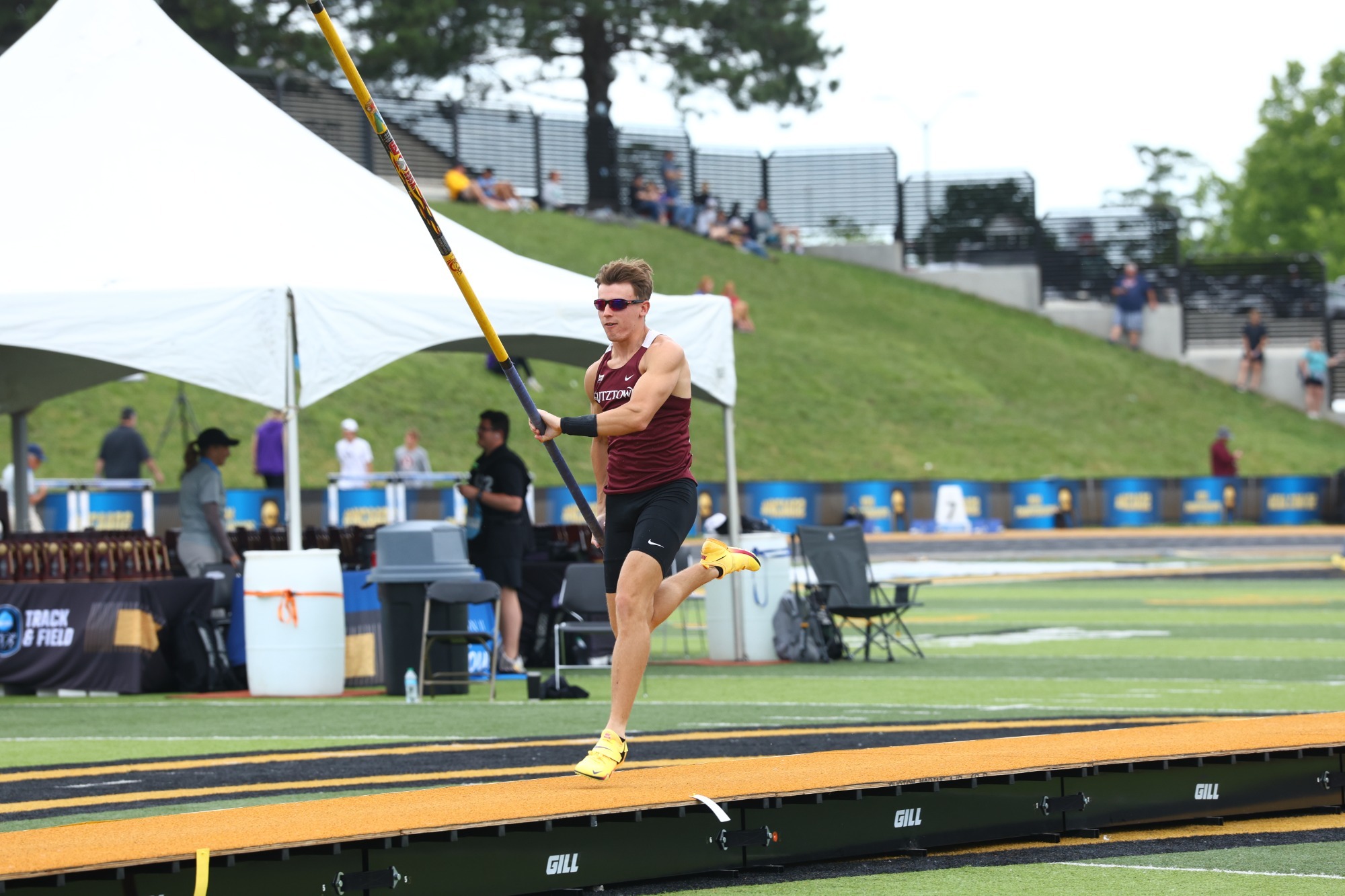 Andrew Szeplaki getting ready to pole vault at the 2026 NCAA Division II Outdoor Track & Field Championships, 5/23/26