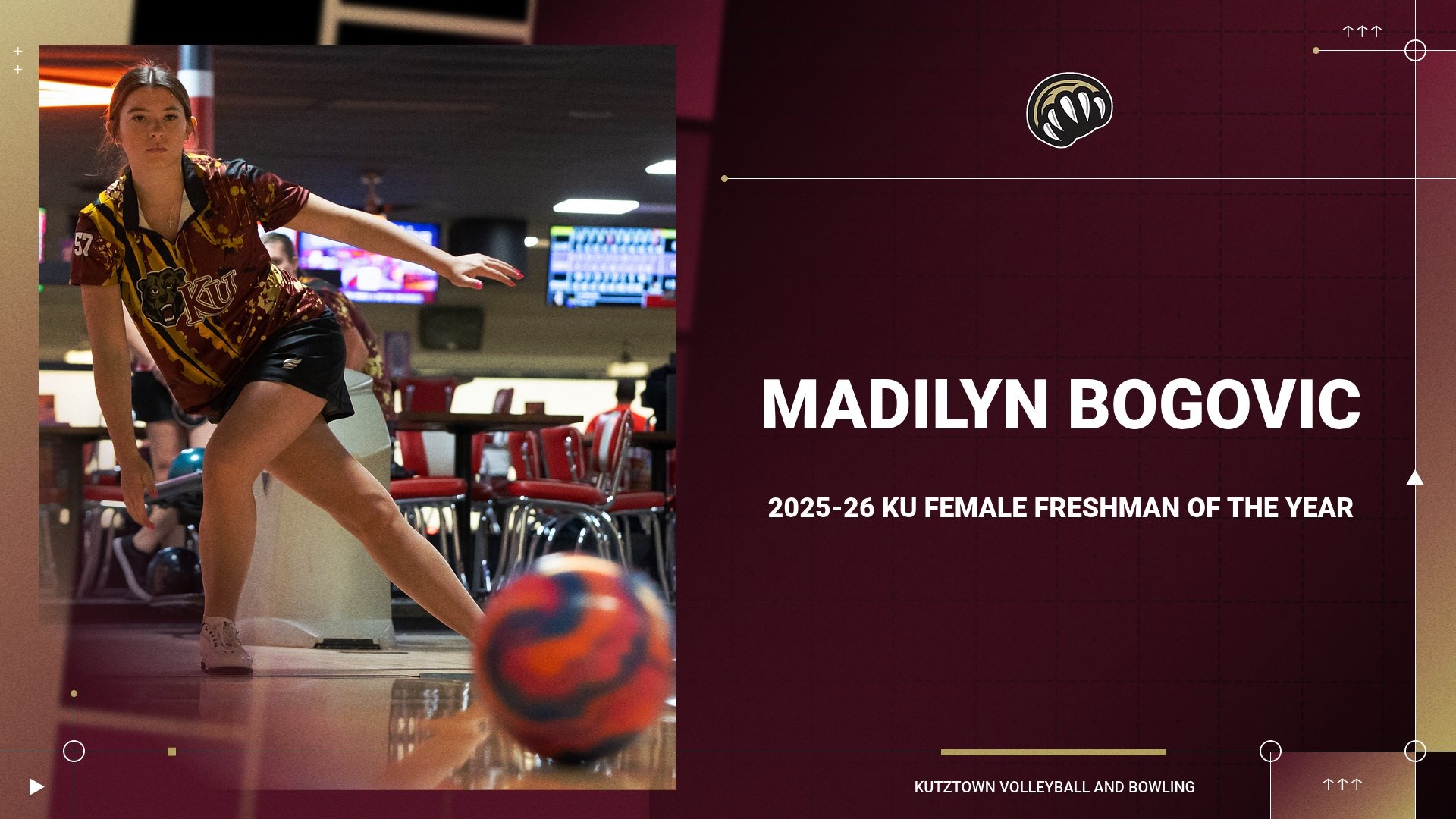 Madilyn Bogovic 2025-26 KU Female Freshman of the Year graphic
