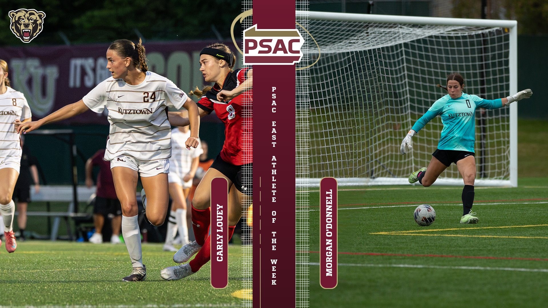 Carly Louey and Morgan O'Donnell PSAC Athletes of the Week graphic, 9/14/26