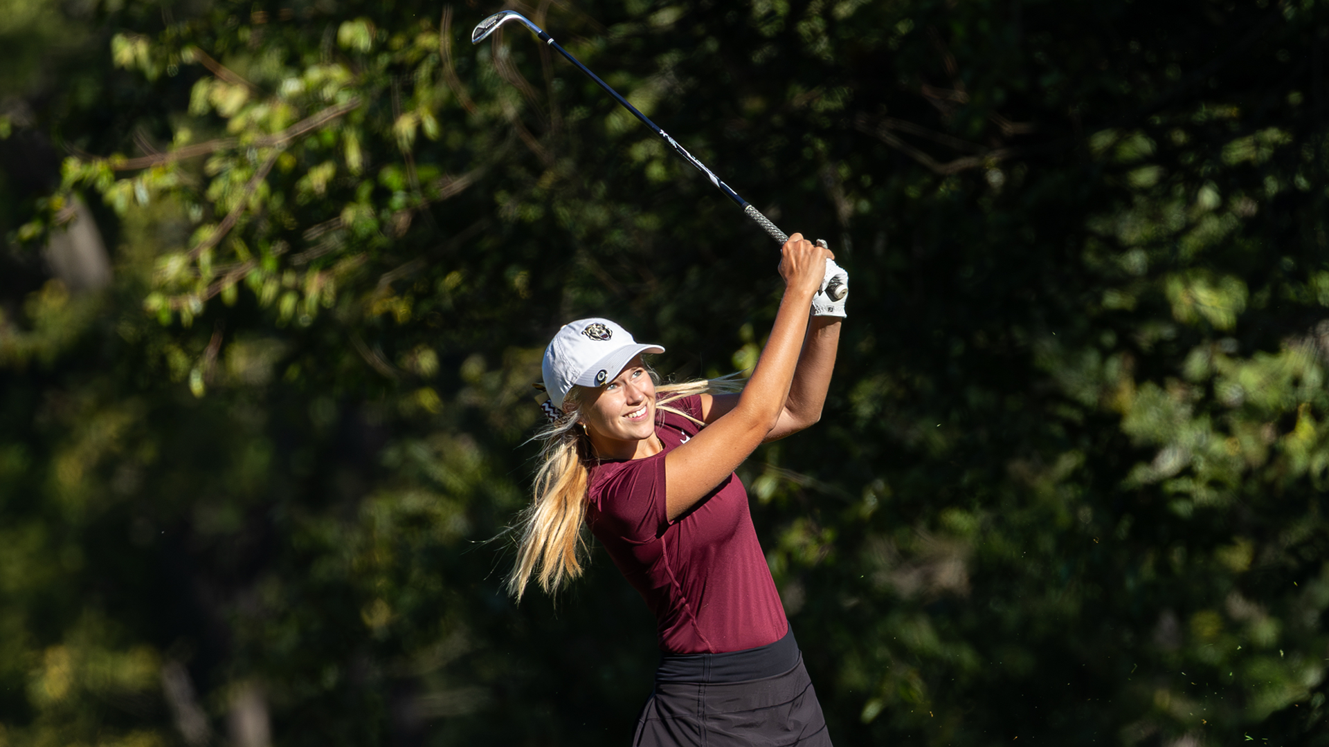 Brooke Graham of the Kutztown University women's golf team hits a shot during the second round of the Millersville Fall Invitational at Berkleigh Golf Club on Tuesday, Sept. 15, 2026.