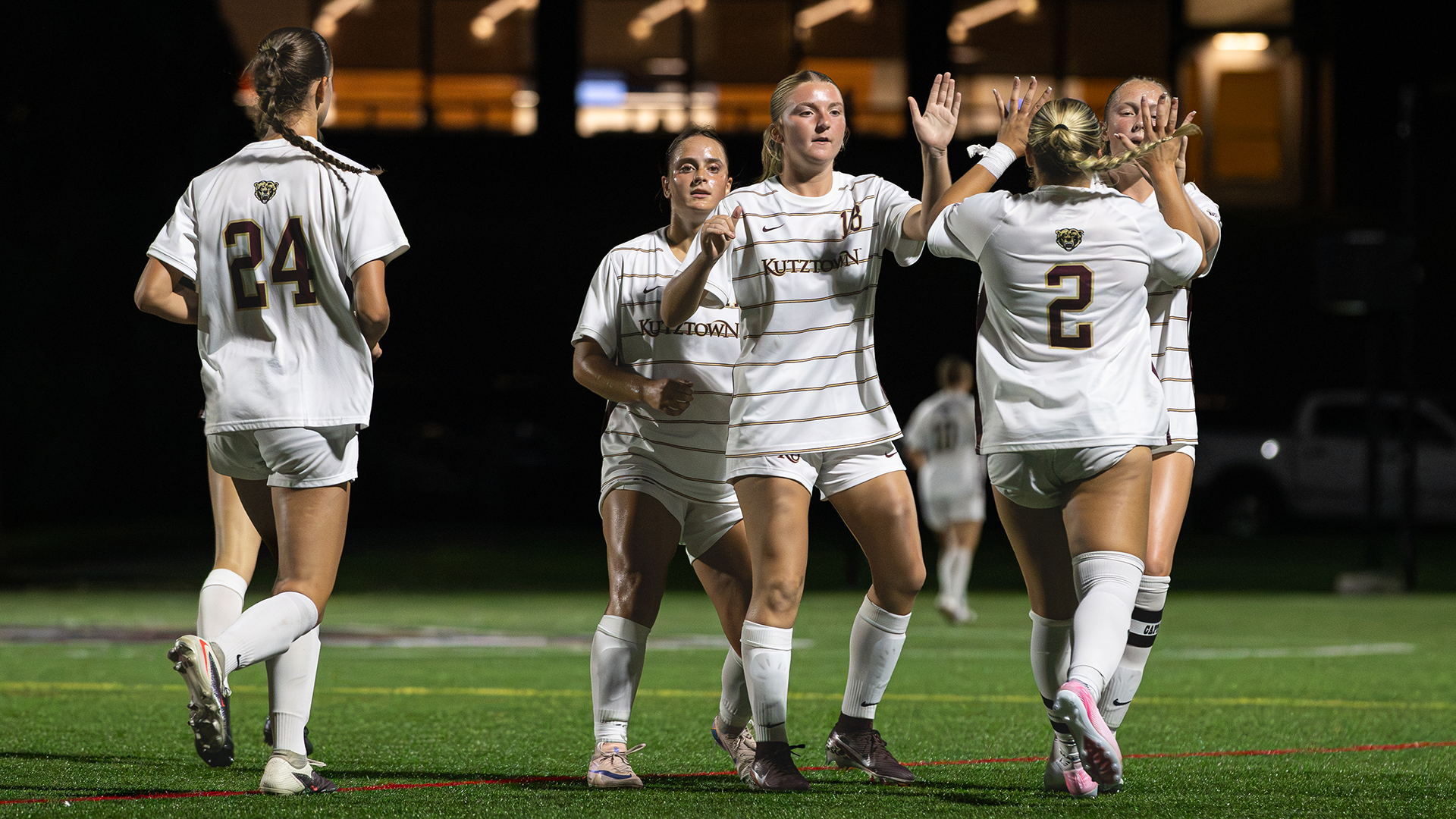 Kutztown celebrating a goal vs. East Stroudsburg, 9/9/26