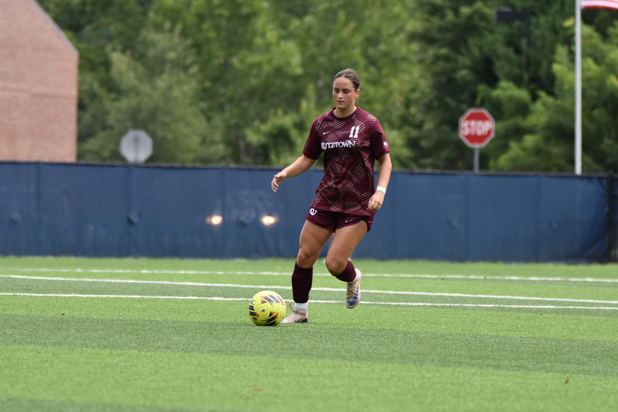 Alexis Varela dribbling the ball at Shepherd, 9/5/26