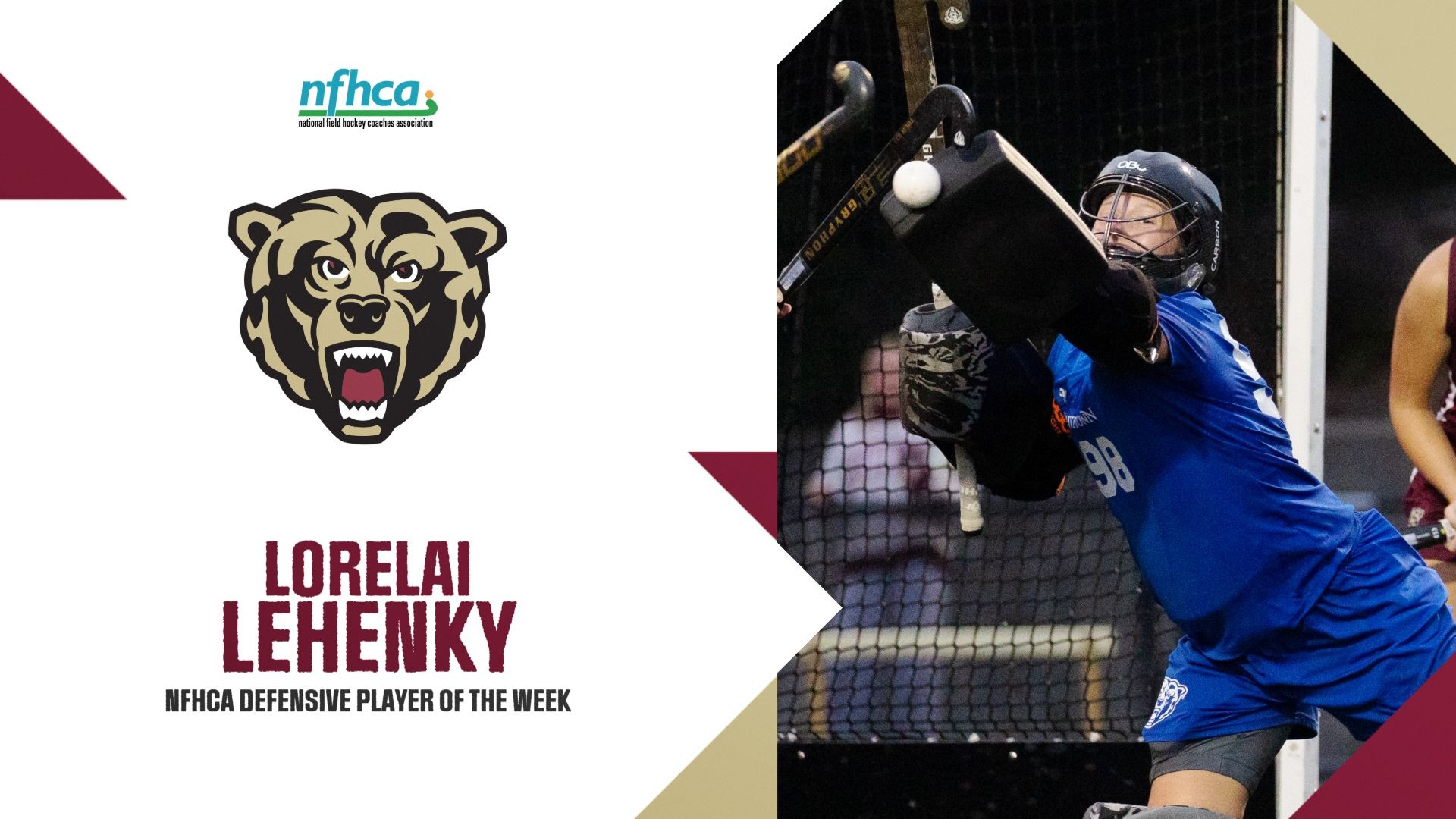 Lorelai Lehenky NFHCA Defensive Player of the Week 9/23/26