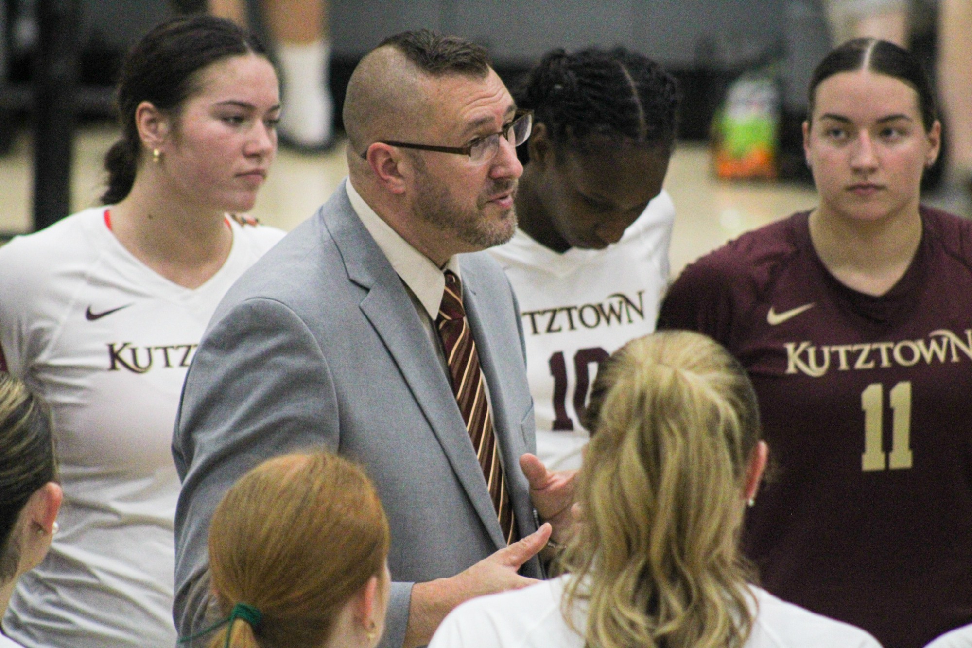 Jason Barshinger coaching KU vs. Goldey-Beacom, 9/4/26
