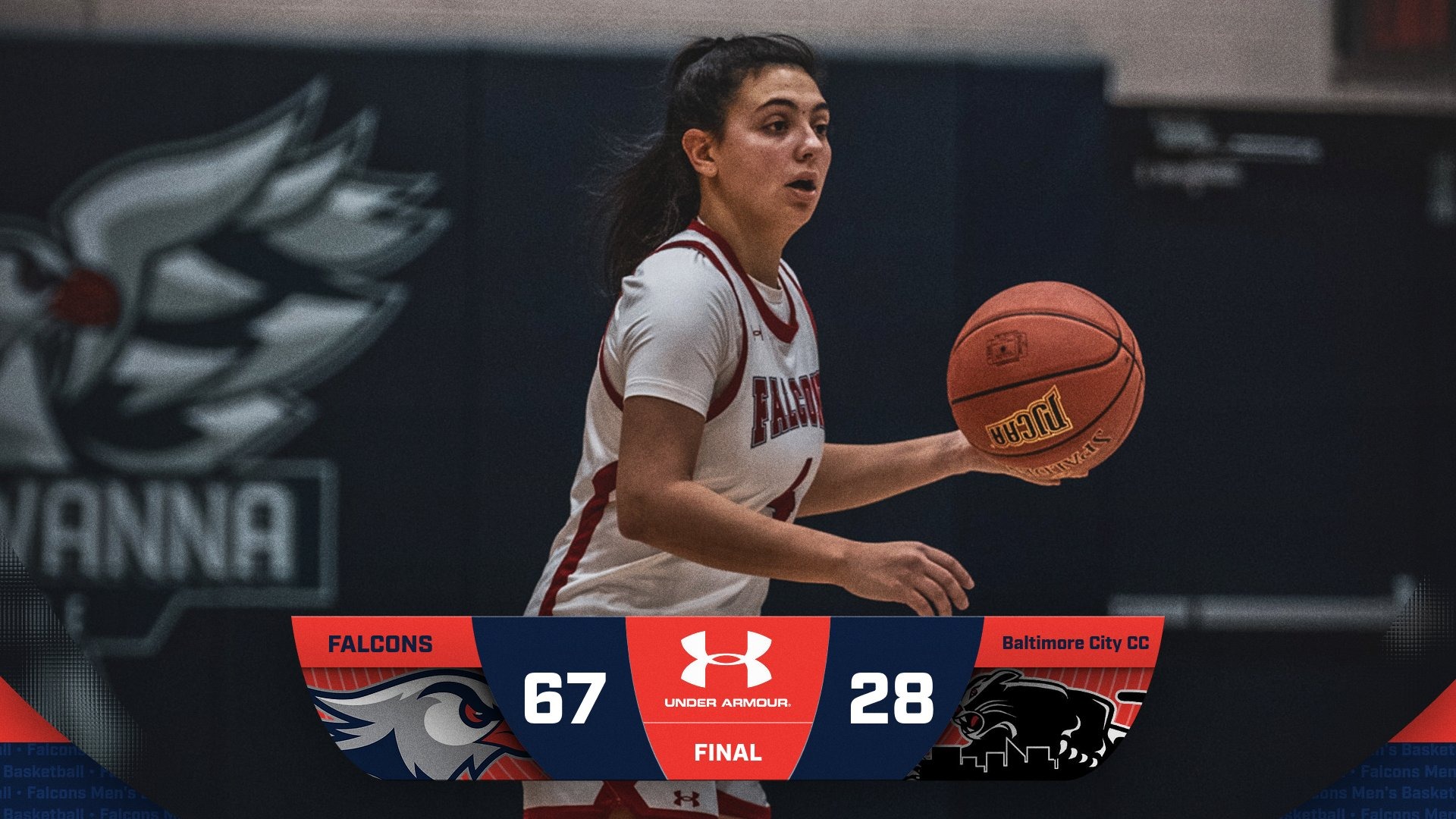 LC WBB Final Score Graphic vs. Baltimore City CC 1-17-26 Landscape