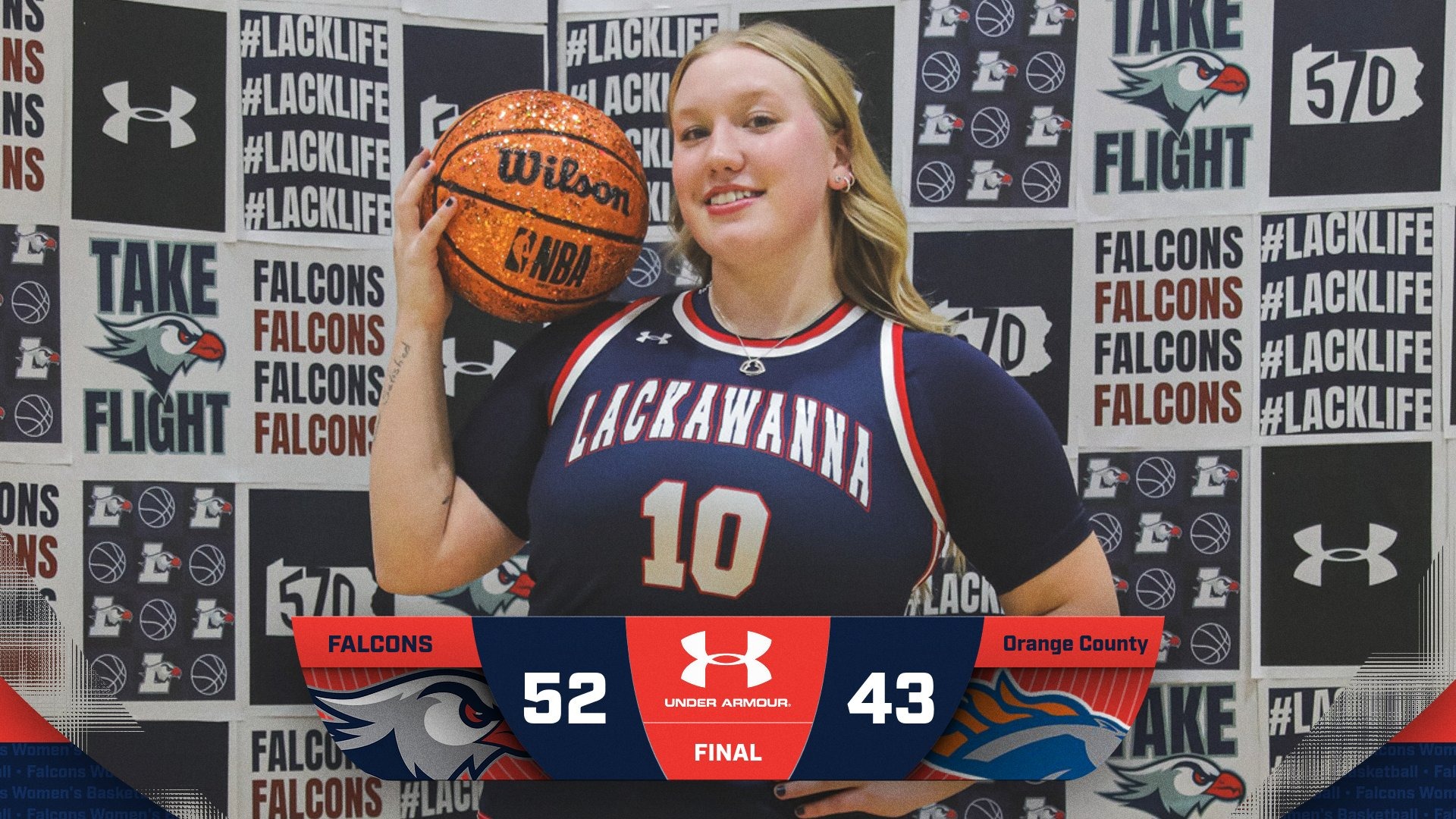 LC WBB Final Score Graphic vs. SUNY Orange 1-22-26 Landscape