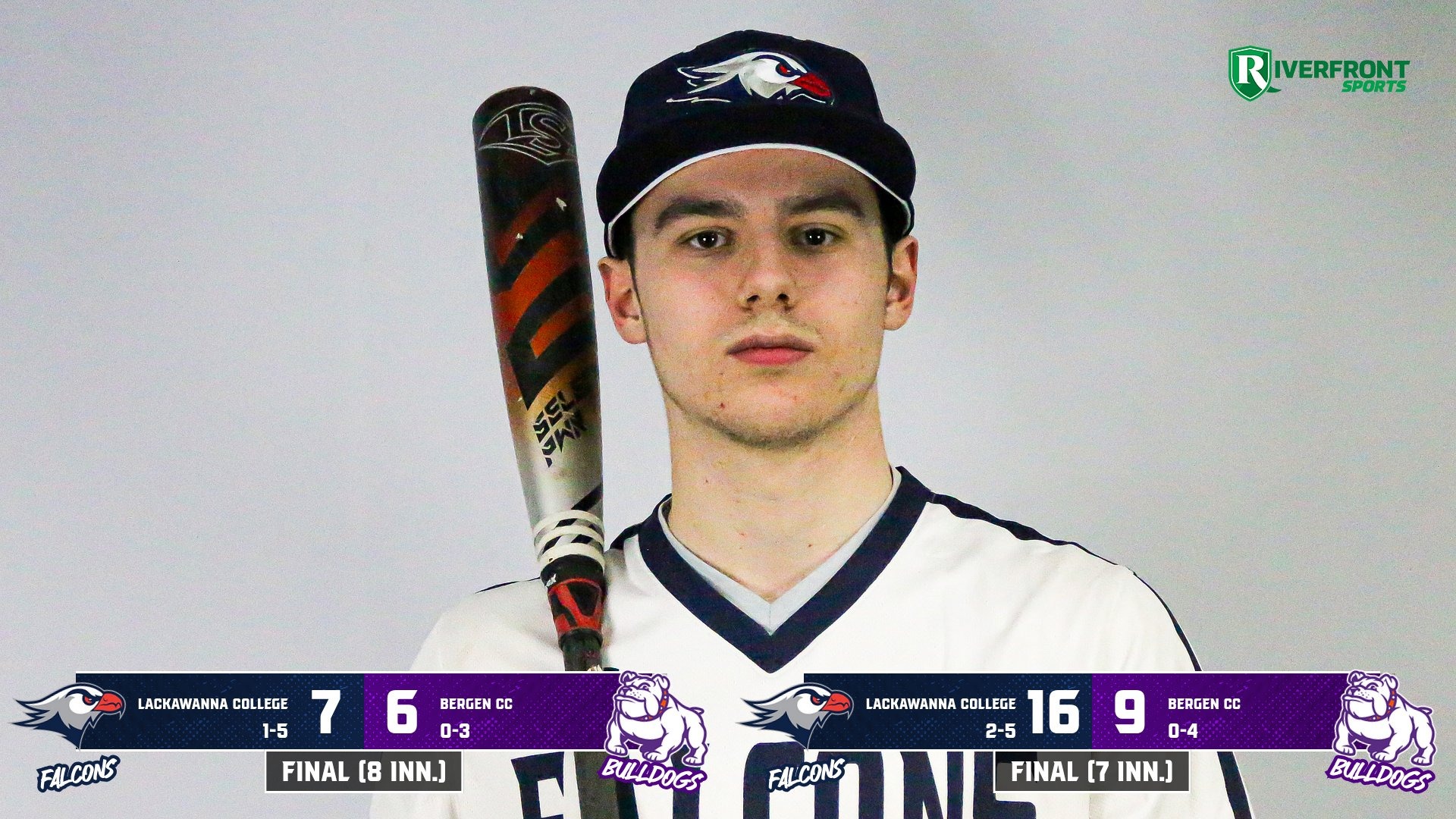 LC BASE Final Score Graphic vs. Bergen CC 2-21-26 Landscape