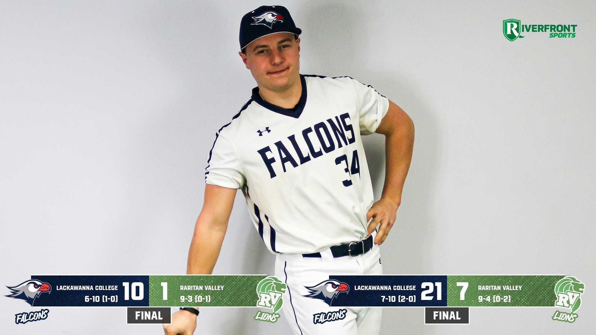 LC BASE Final Score Graphic vs. Raritan Valley CC 3-20-26 Landscape