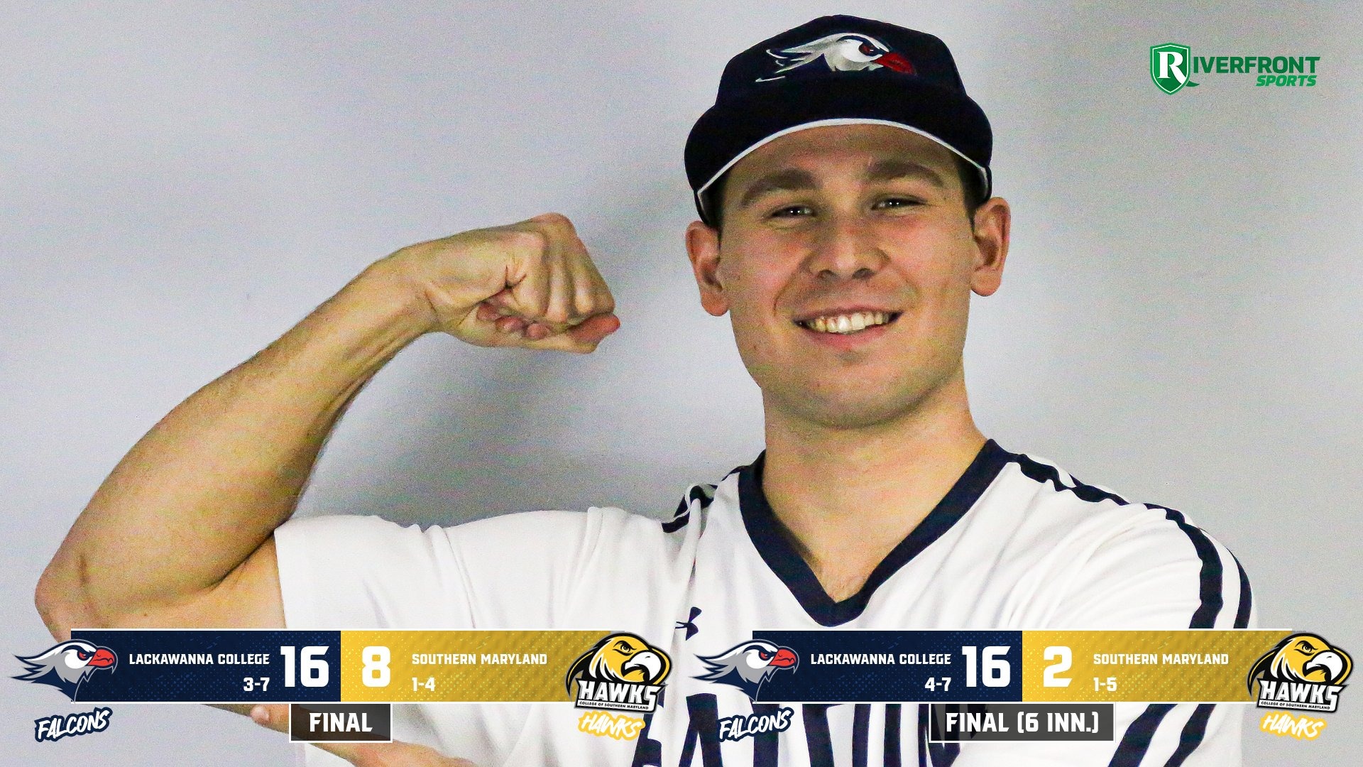 LC BASE Final Score Graphic vs. College of Southern MD 3-7-26 Landscape