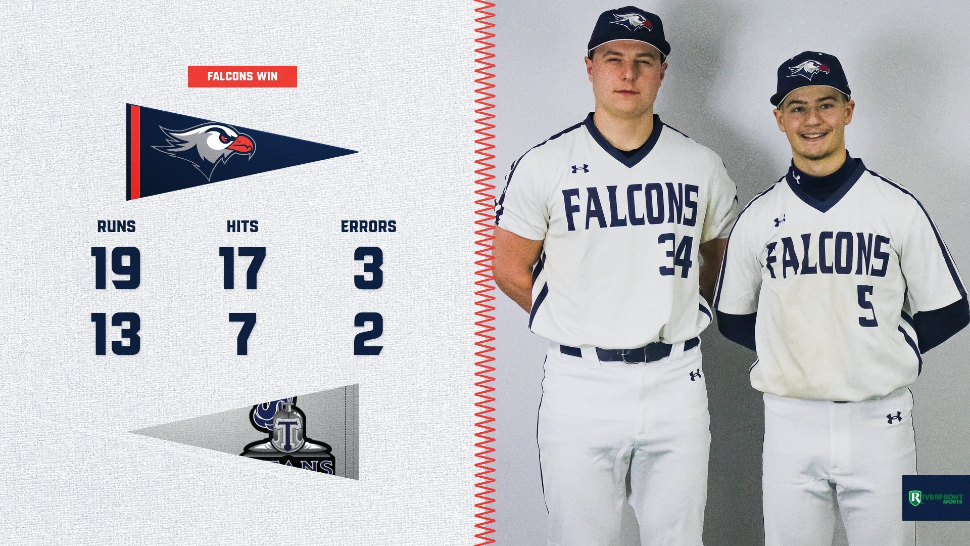 LC BASE Final Score Graphic vs. County College of Morris 4-10-26 Landscape