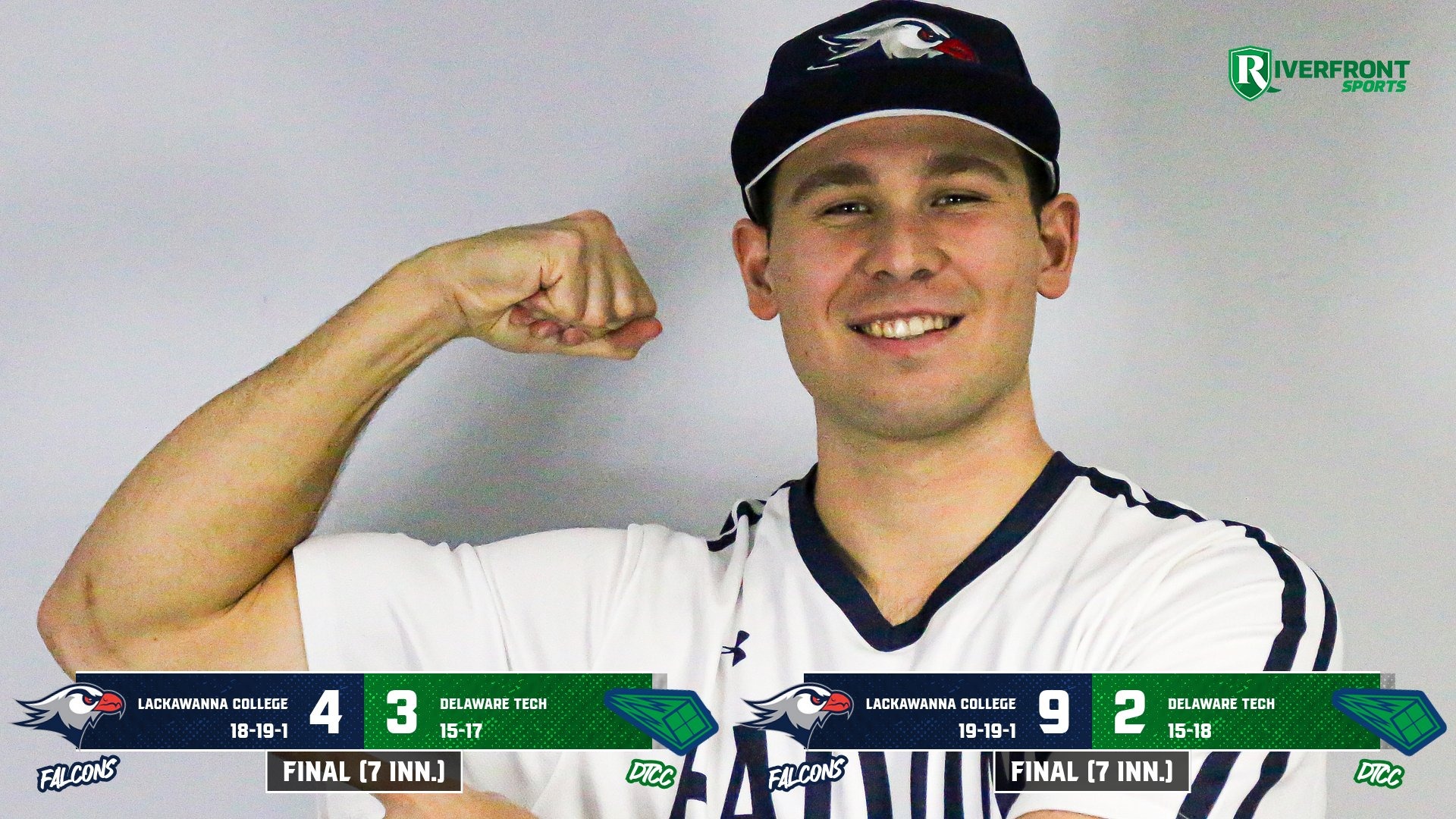 LC BASE Final Score Graphic vs. Delaware Tech CC 4-18-26 Landscape