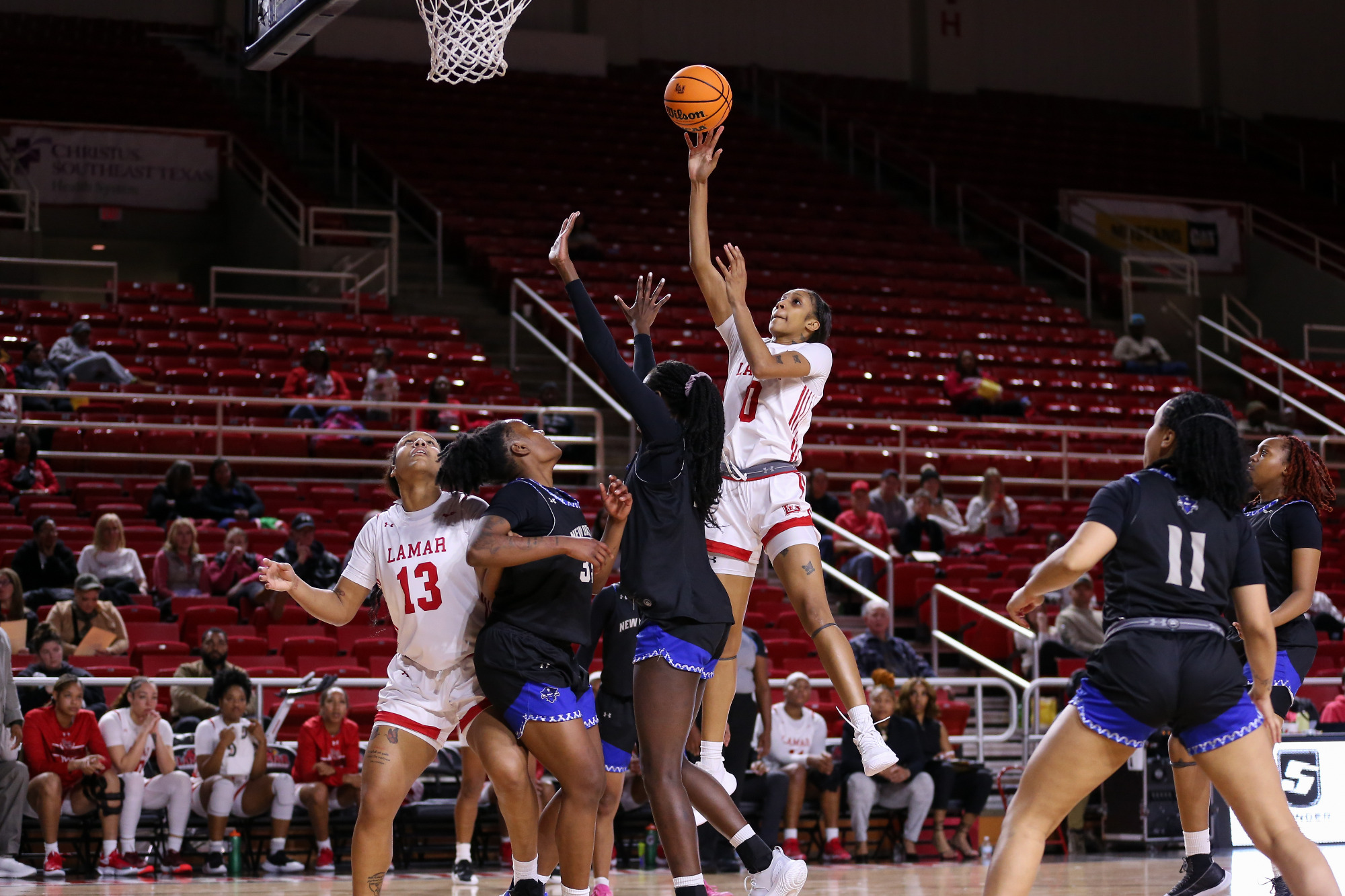 Lamar women's basketball dominates UNO at Neches Arena in Beaumont, TX. Thursday, January 9, 2025. Photo credit Jarrod Brown