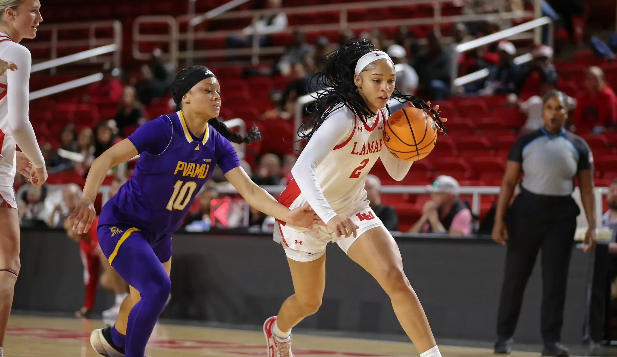 Lamar WBB takes on PVAMU at Neches Arena in Beaumont, Texas. Wednesday, December 17, 2025. Photo credit Jarrod Brown