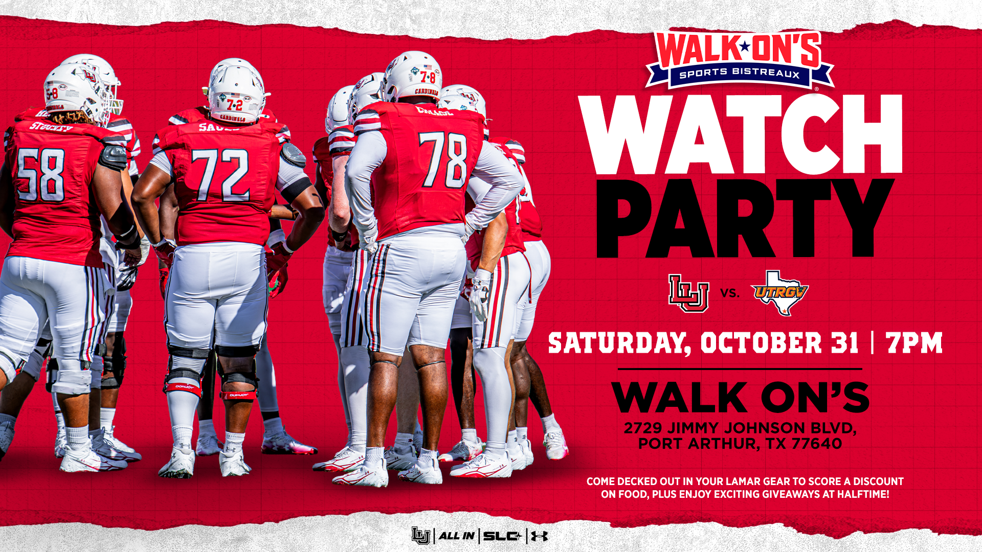 Walk-On's Watch Party 10-31