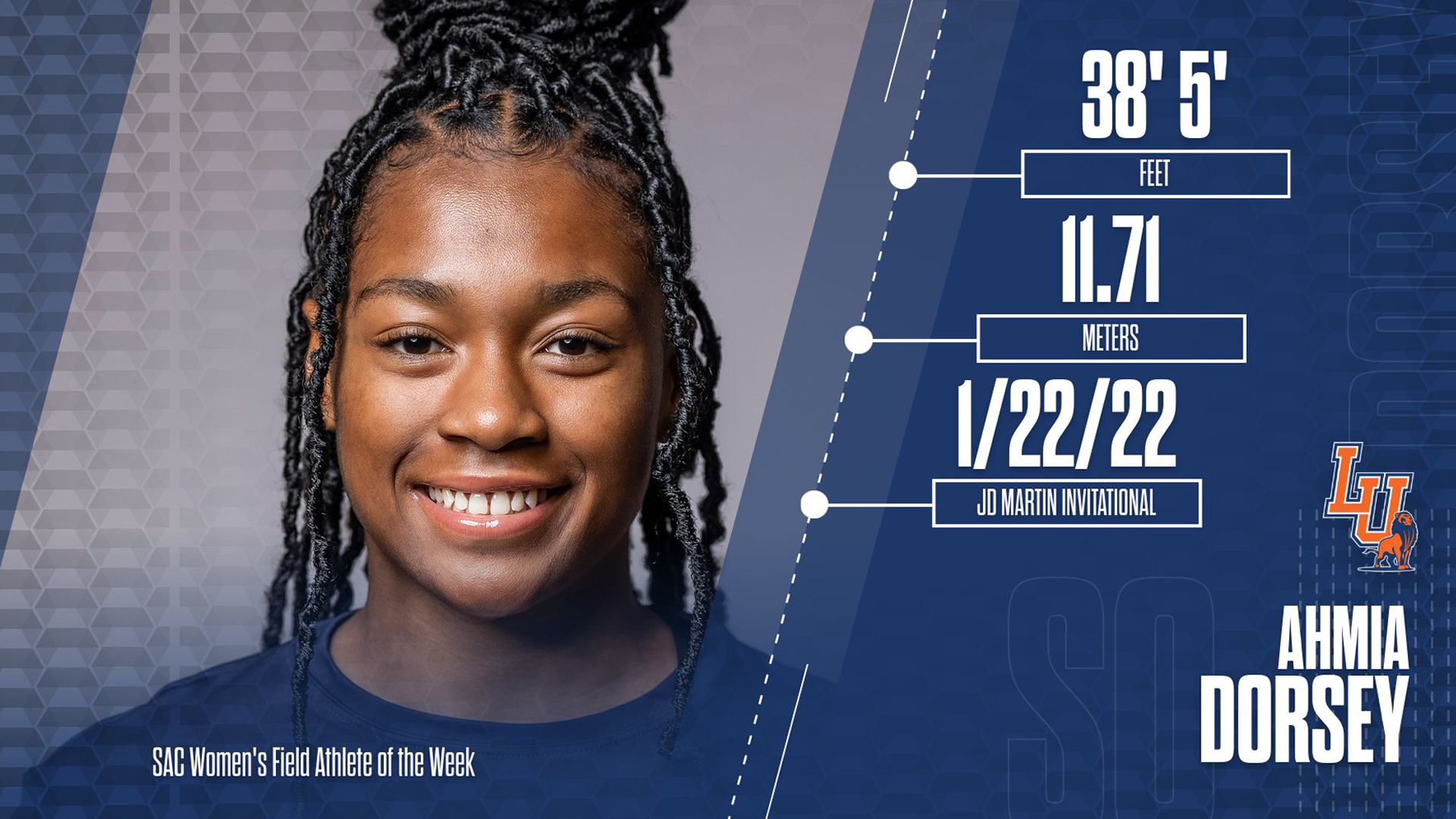 Ahmia Dorsey Named SAC Women's Field Athlete of the Week Langston
