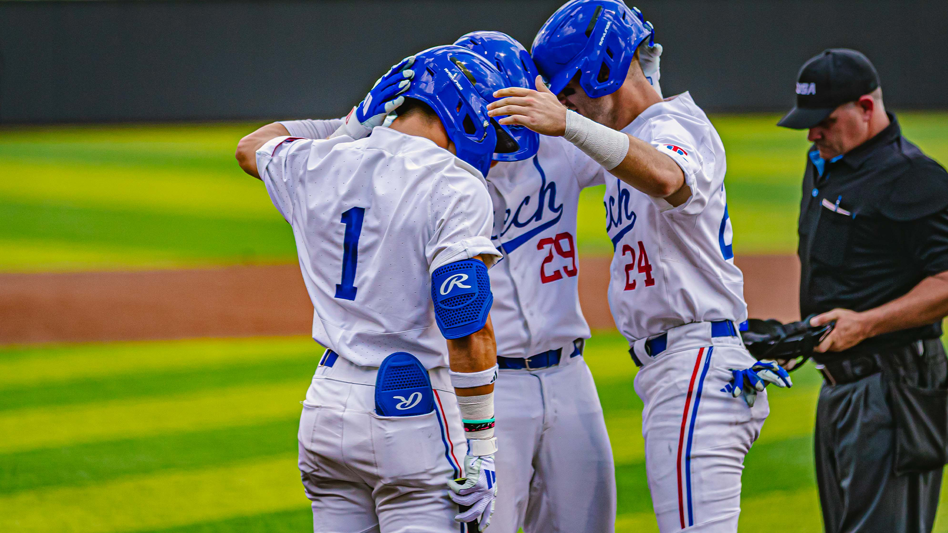 Wesley Scott, Matt Houston and Sebastian Mexico after a HR