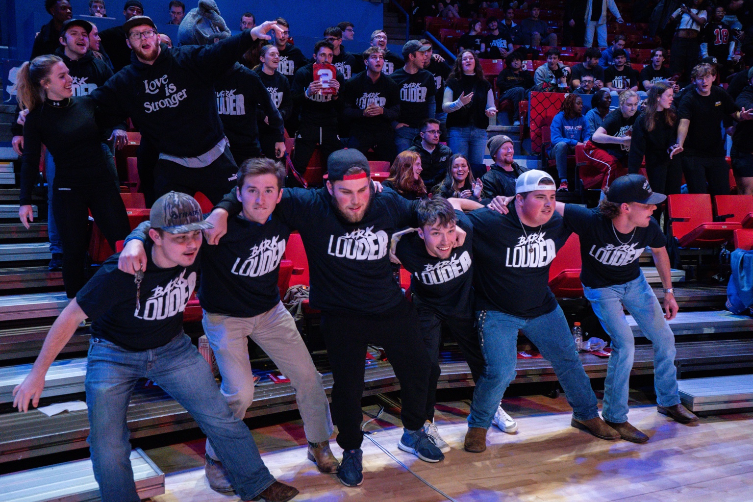 LA Tech students leading the basketball student section