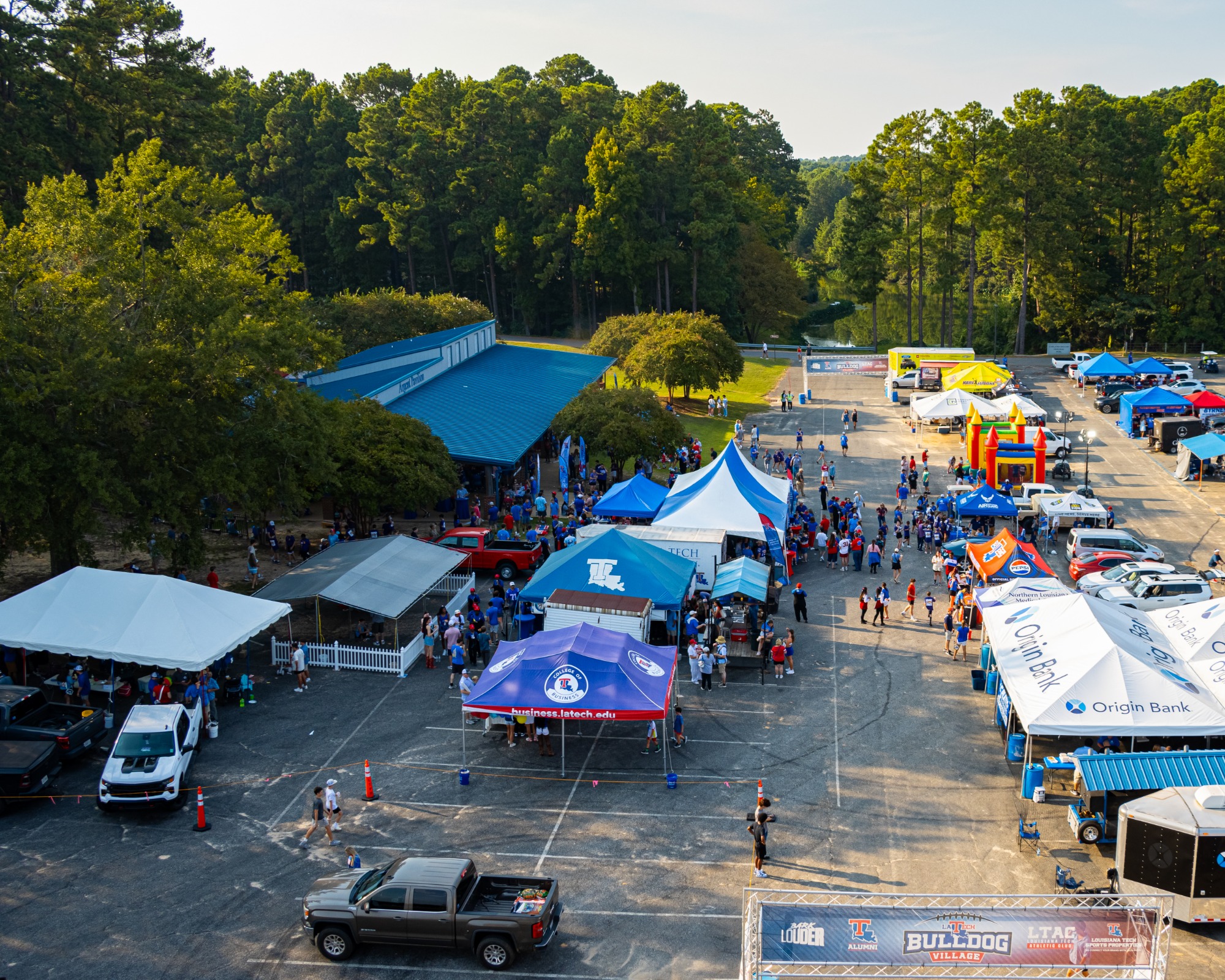 Louisiana Tech football tailgating crowd near Joe Aillet Stadium