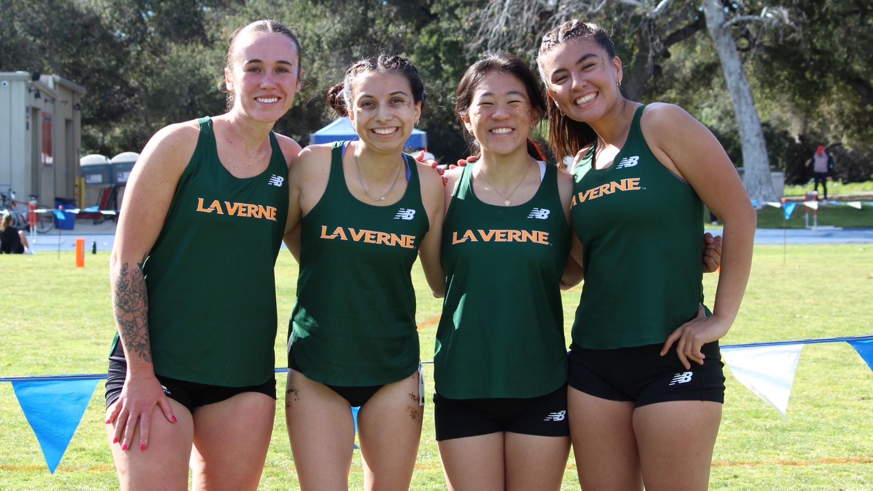 CC Flahery, Kaliah Ramirez, Chloe Chong, and Mariah Huizar at the Pomona-Pitzer Invite