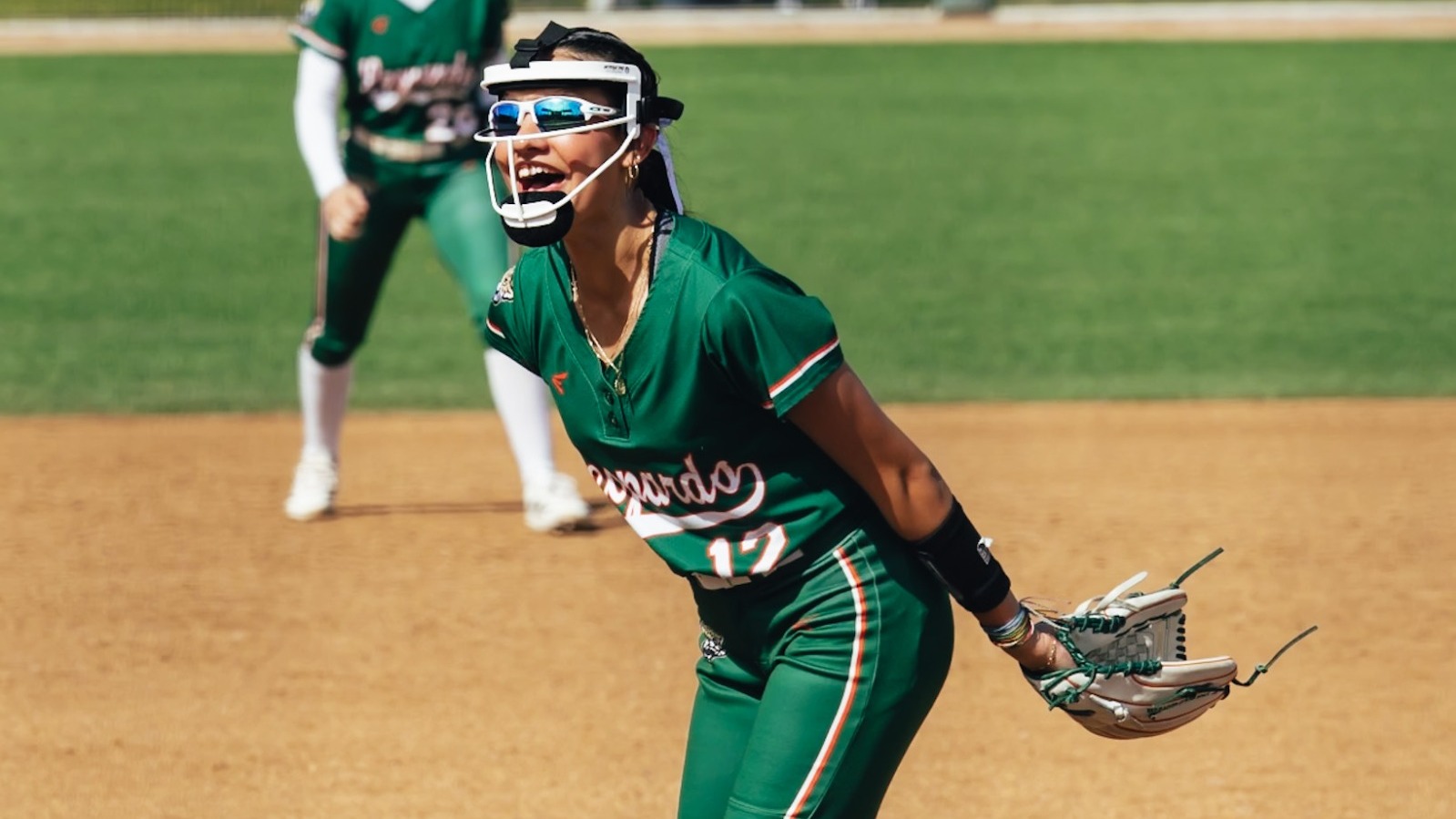 Briana Vasquez celebrates a strikeout against Stevens