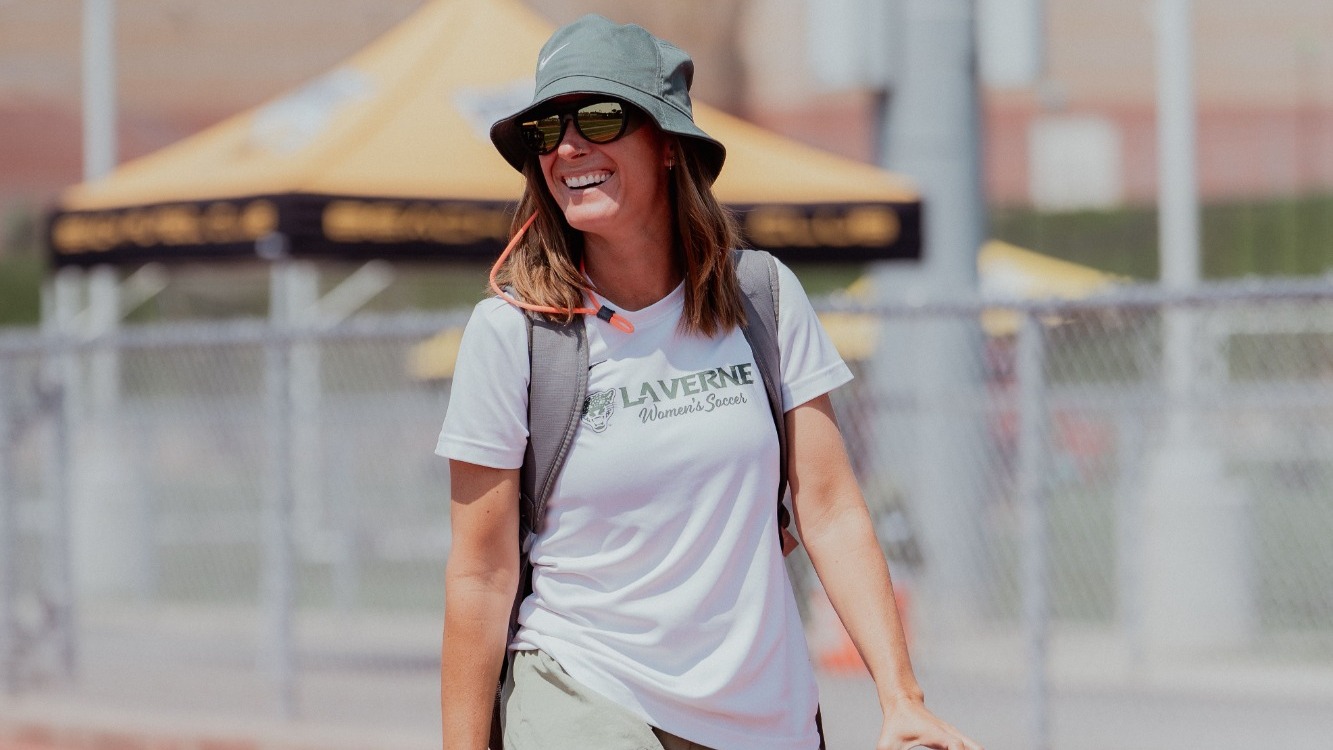 ULV Women's Soccer Heac Coach Lauryn Pehanich before a game