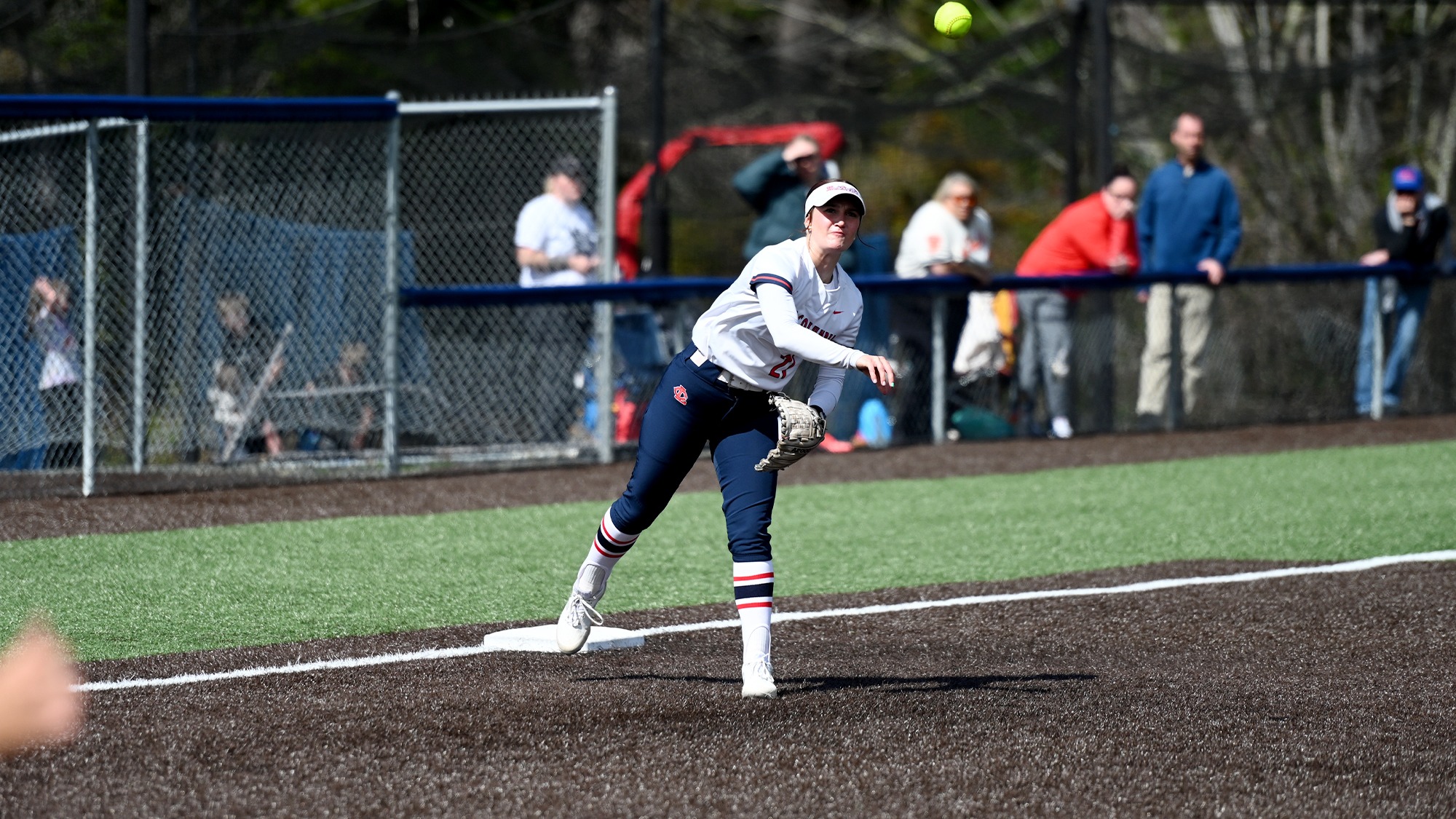 Elysa Nash makes the throw to first