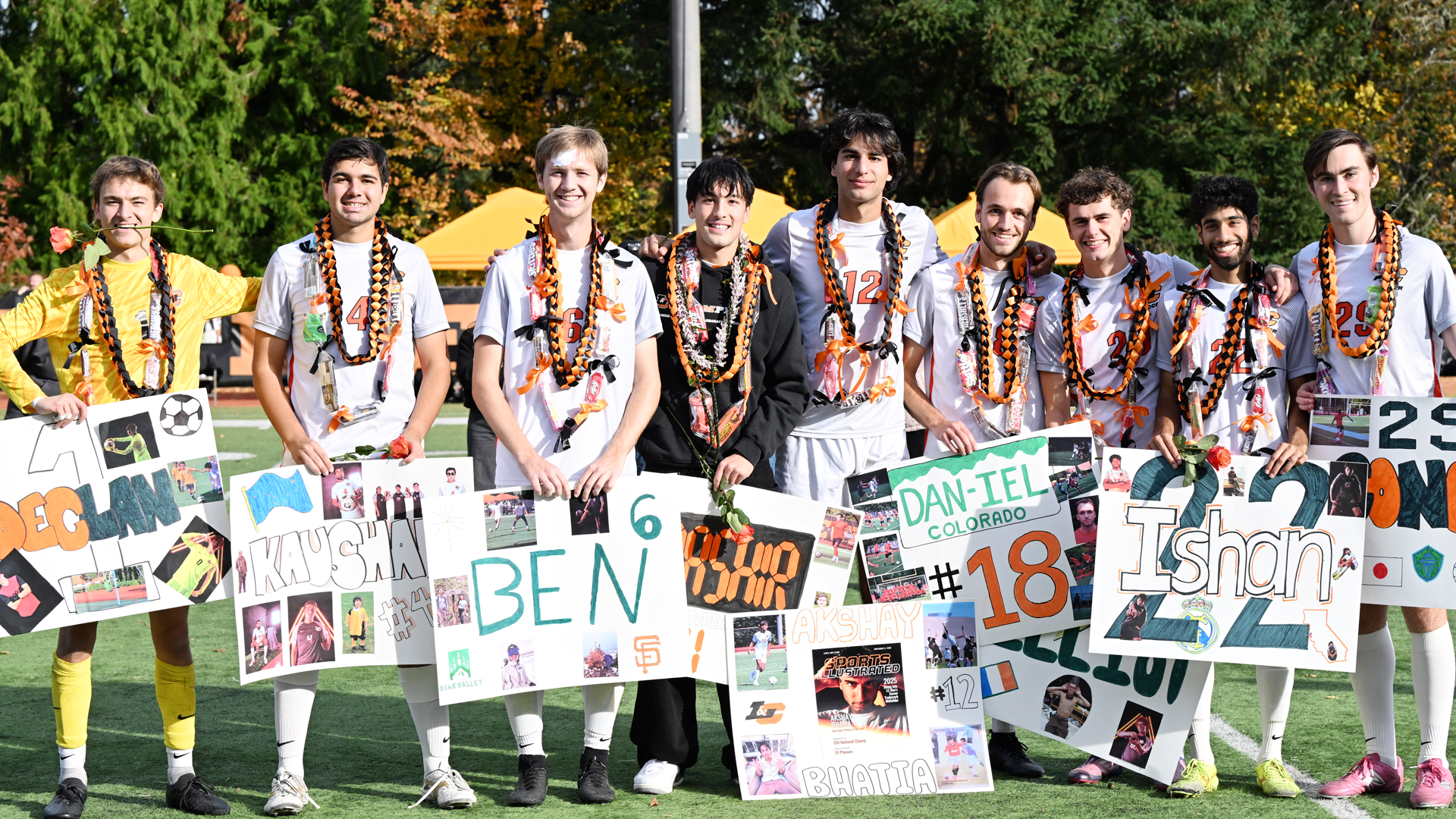 Men's Soccer's 2025 seniors pose for a photo on Senior Day