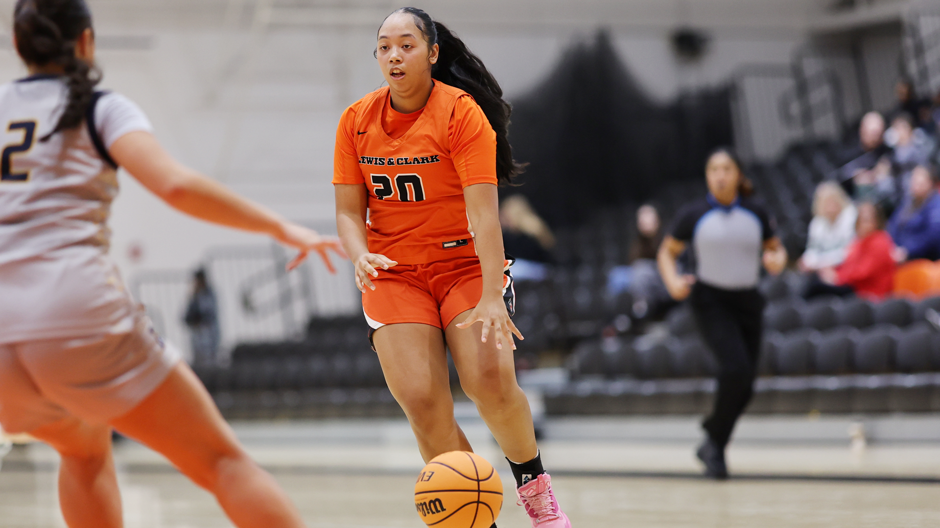 Ky Roussin dribbles the ball