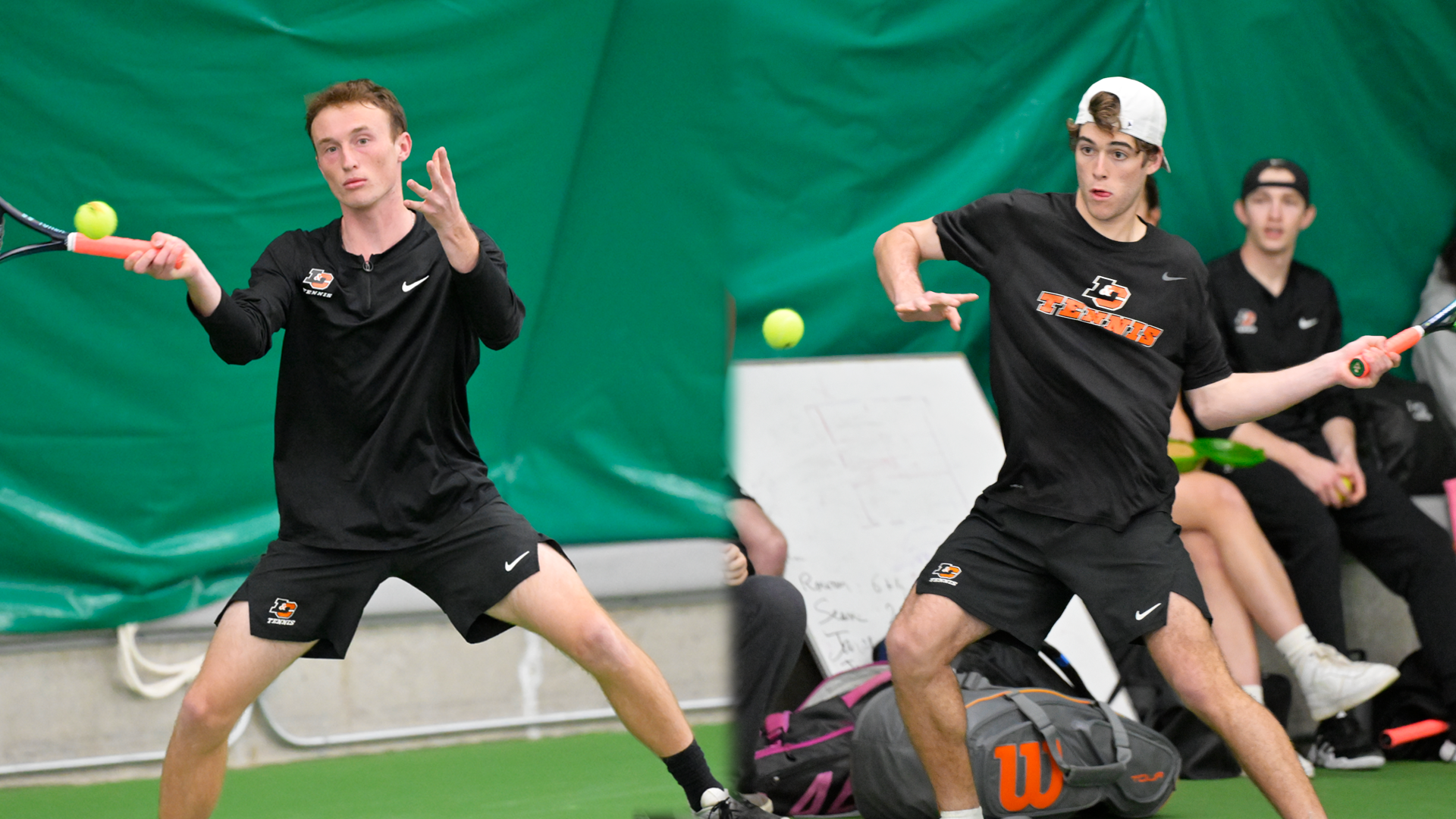 Kai Wills and Noah Sutin return shots in a recent match. 