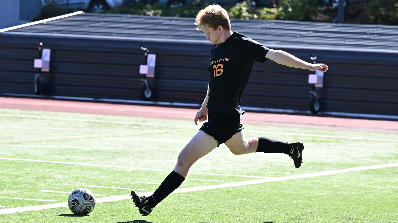 Emmett Olson gets set to boot the ball down field