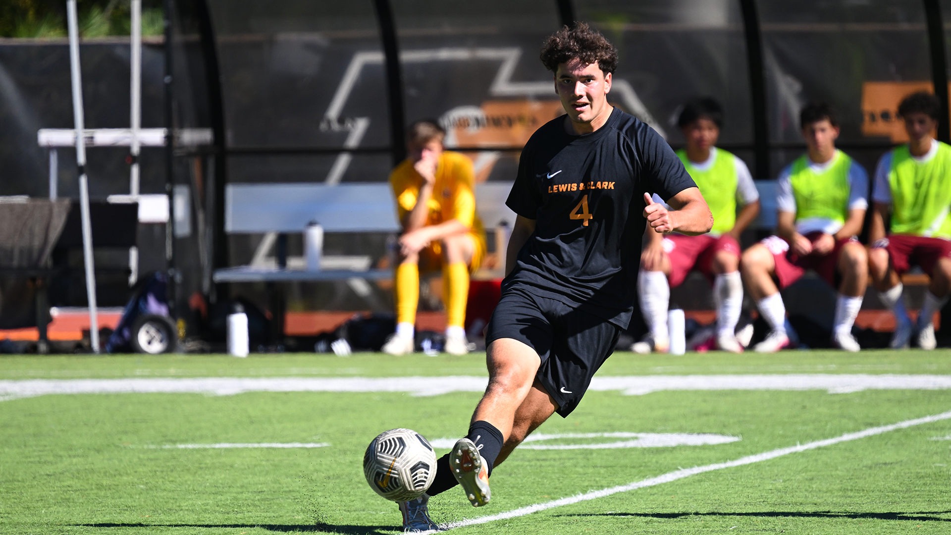 Avi Rajbhandari kicks the ball. 