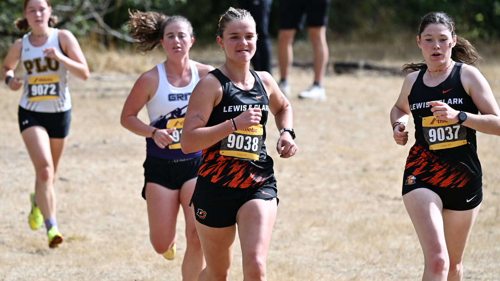 Katherine Scannell runs up a hill at the Lewis & Clark XC Opener