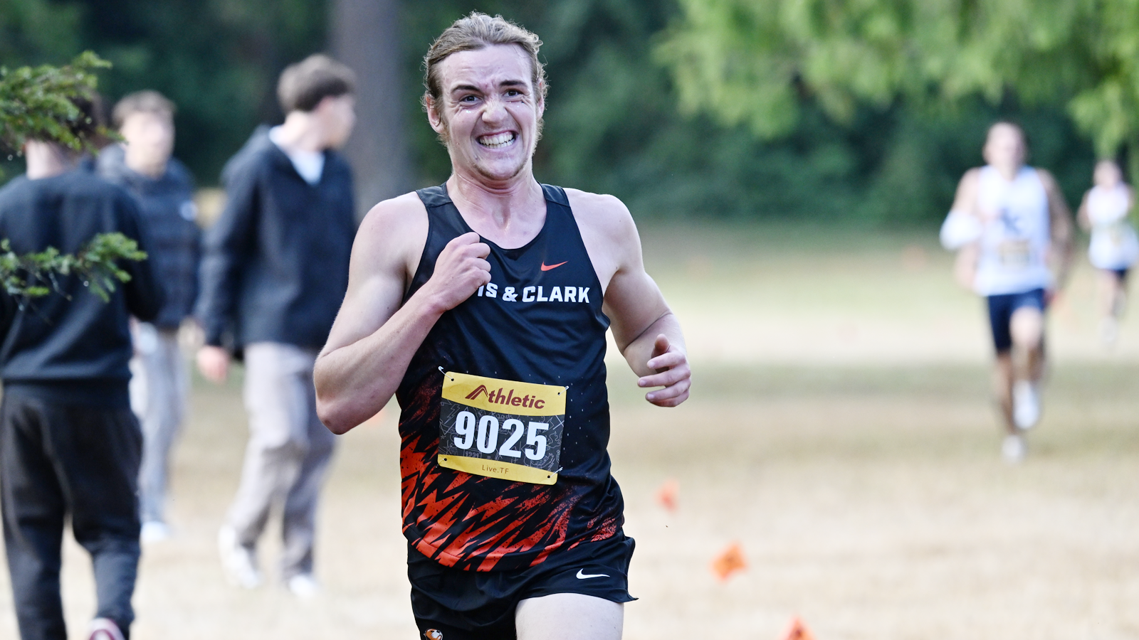 Emil Miller sprints to the finish line at the L&C XC Opener
