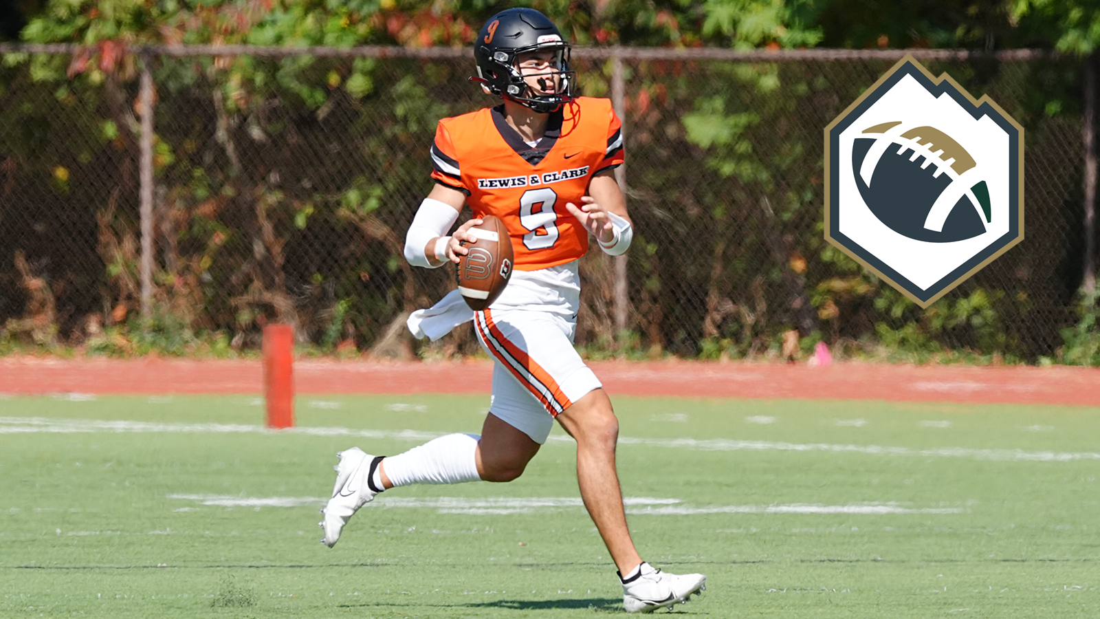 Dashiell Weaver rolls out of the pocket and looks to make a throw downfield