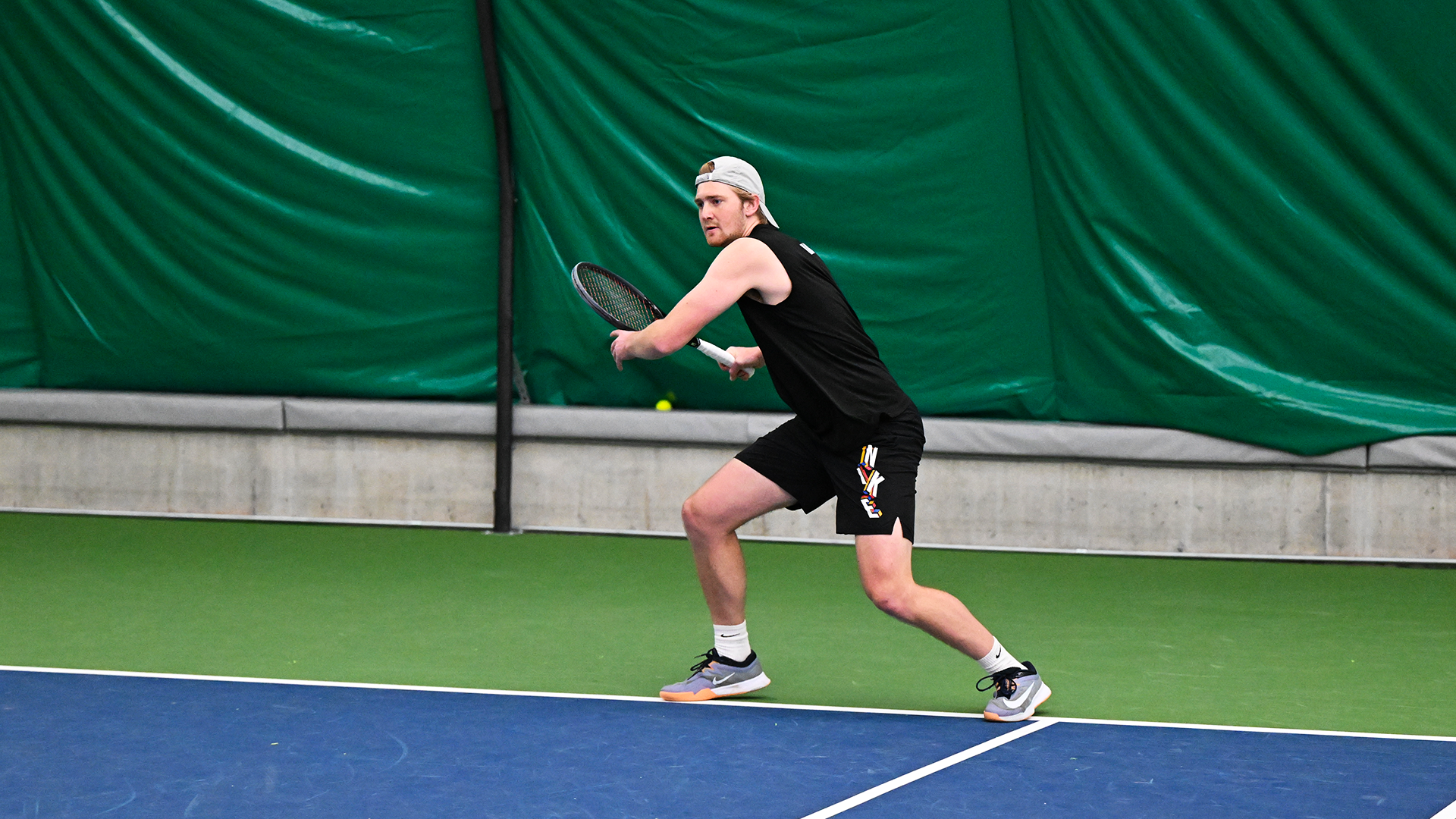 Bridger Galyardt gets ready to hit a baseline forehand. 