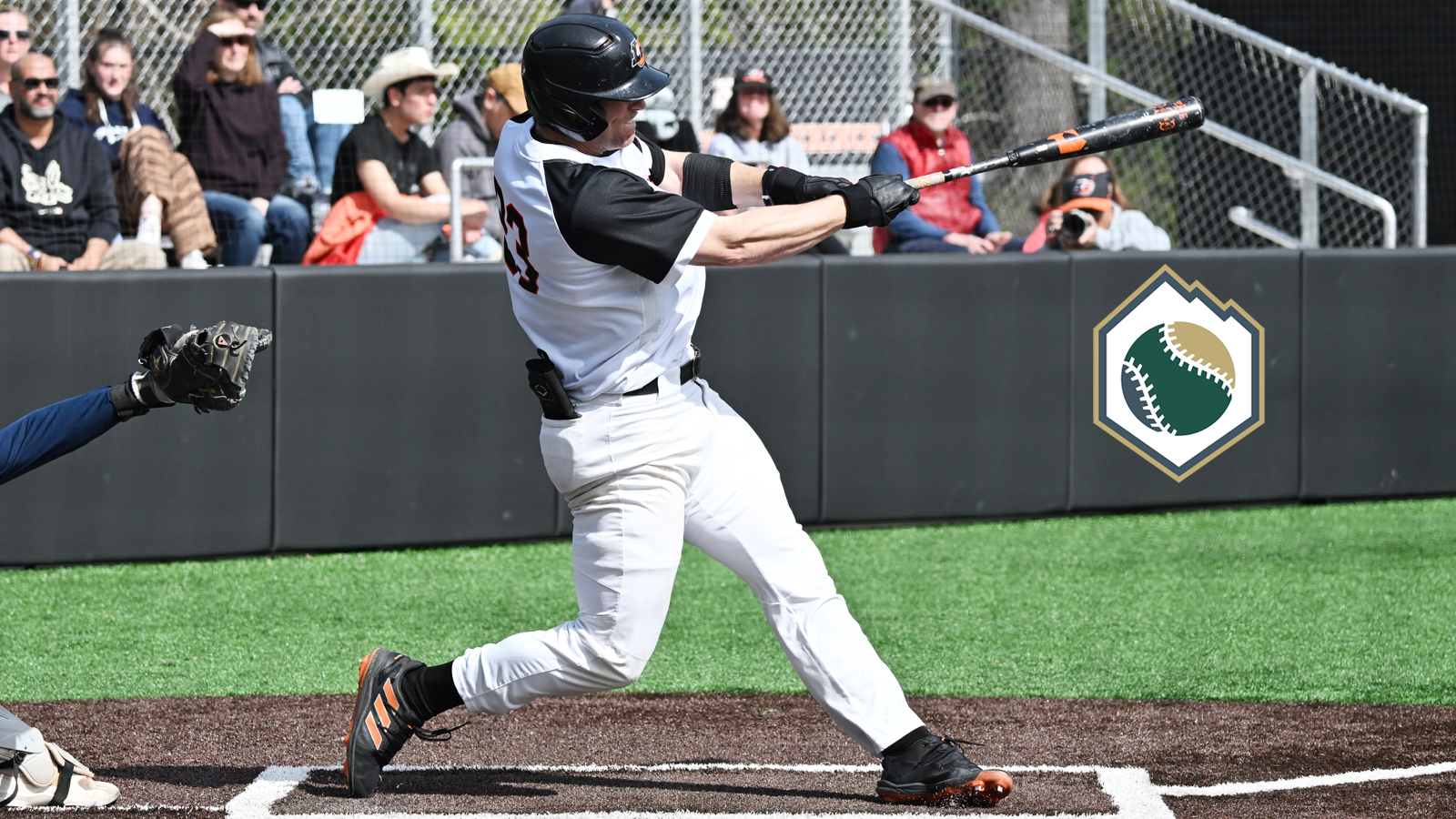 Brett Potter swings at a pitch against Whitman