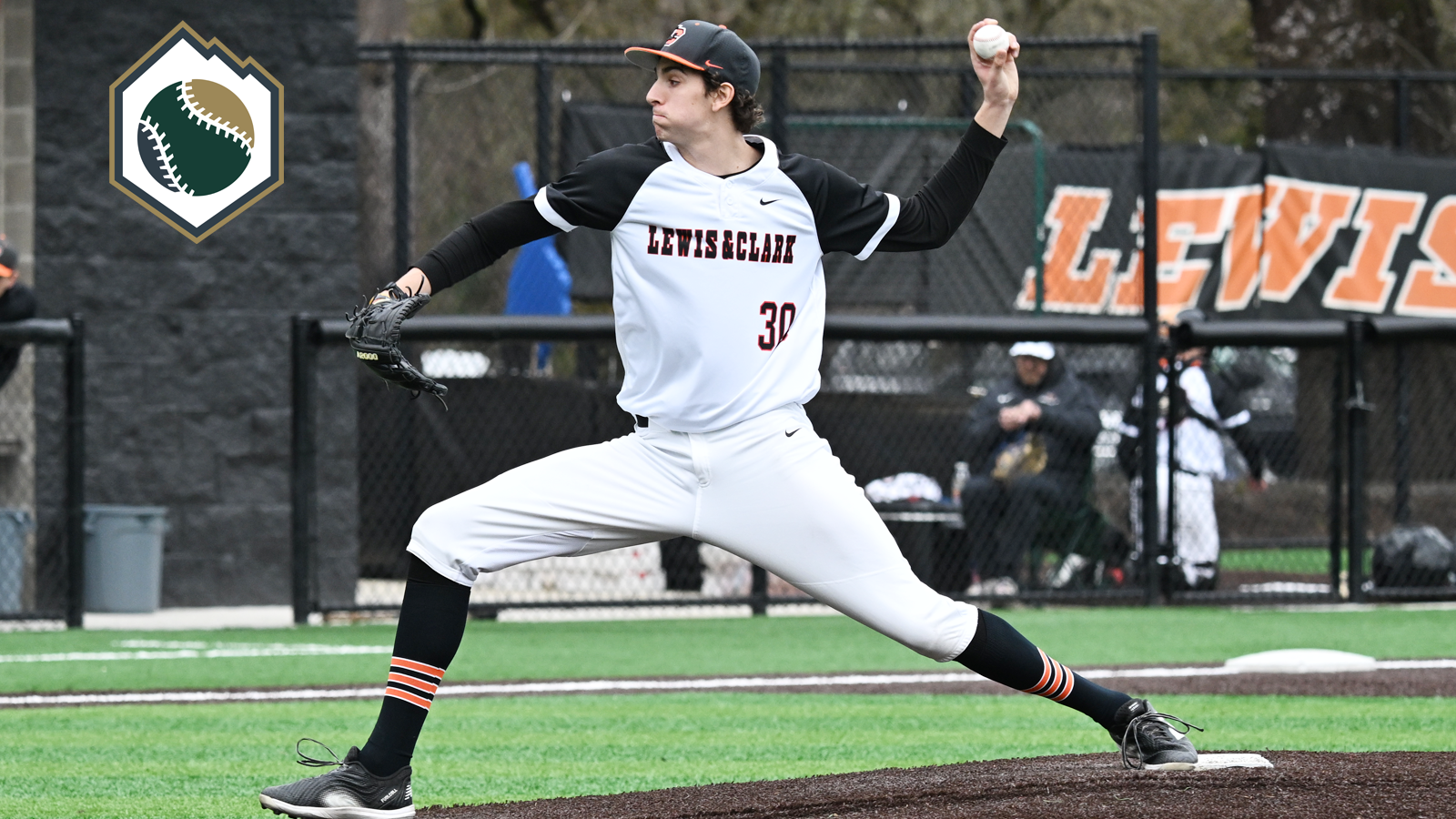 Sam Burchi throws a pitch against Pacific Lutheran