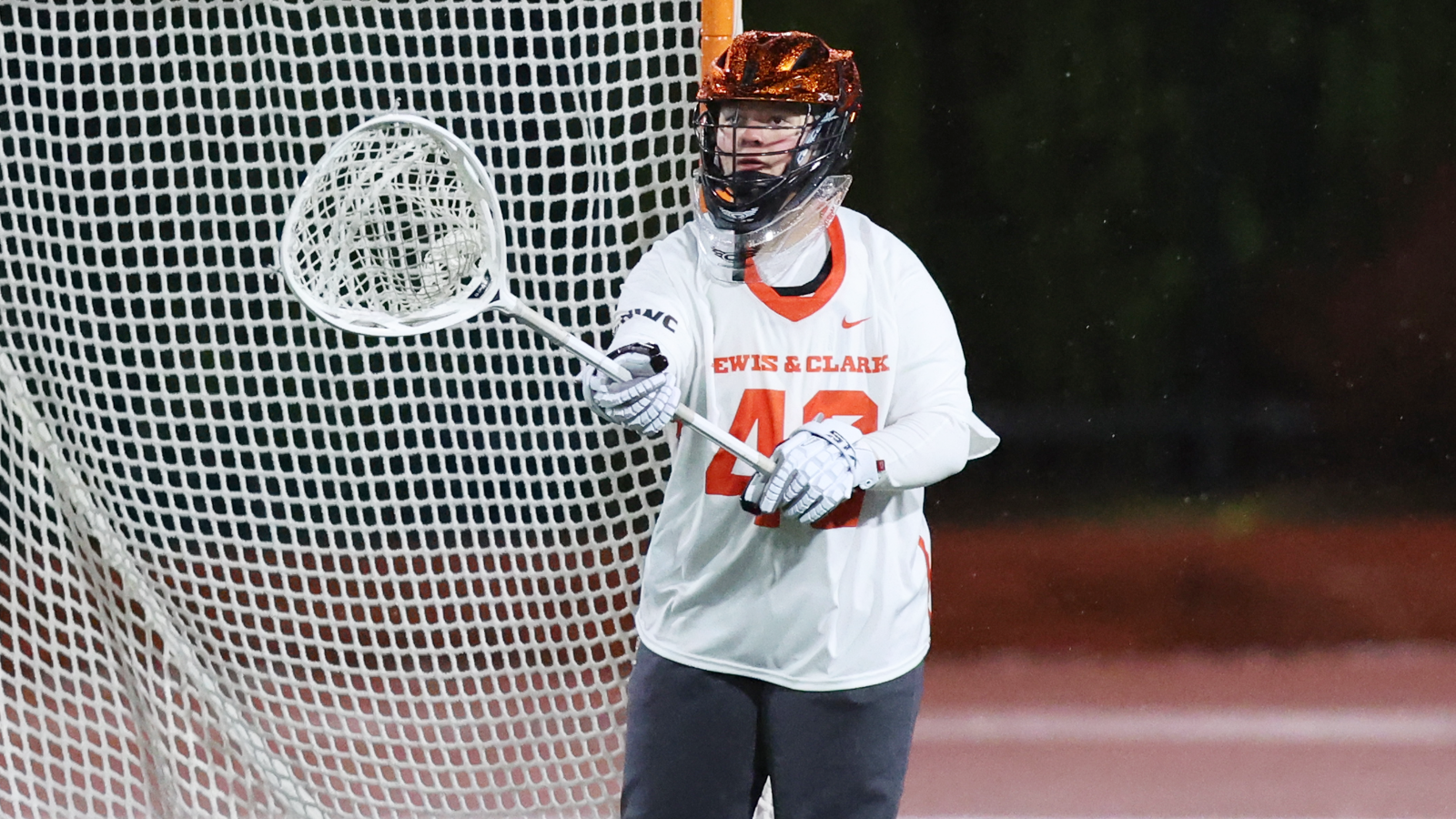 Phoebe Labuhn throws a pass from inside the goal mouth