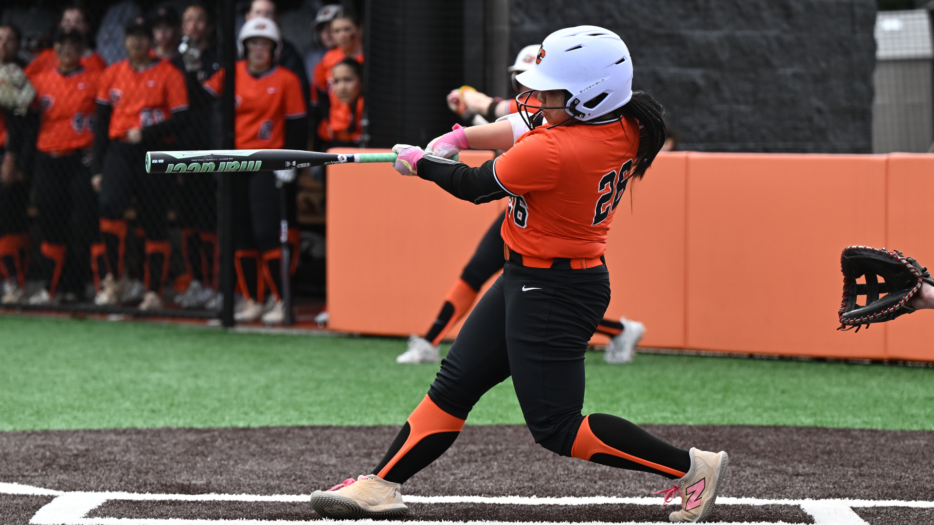 Kodie Ancheta swings at a pitch against Whitworth 