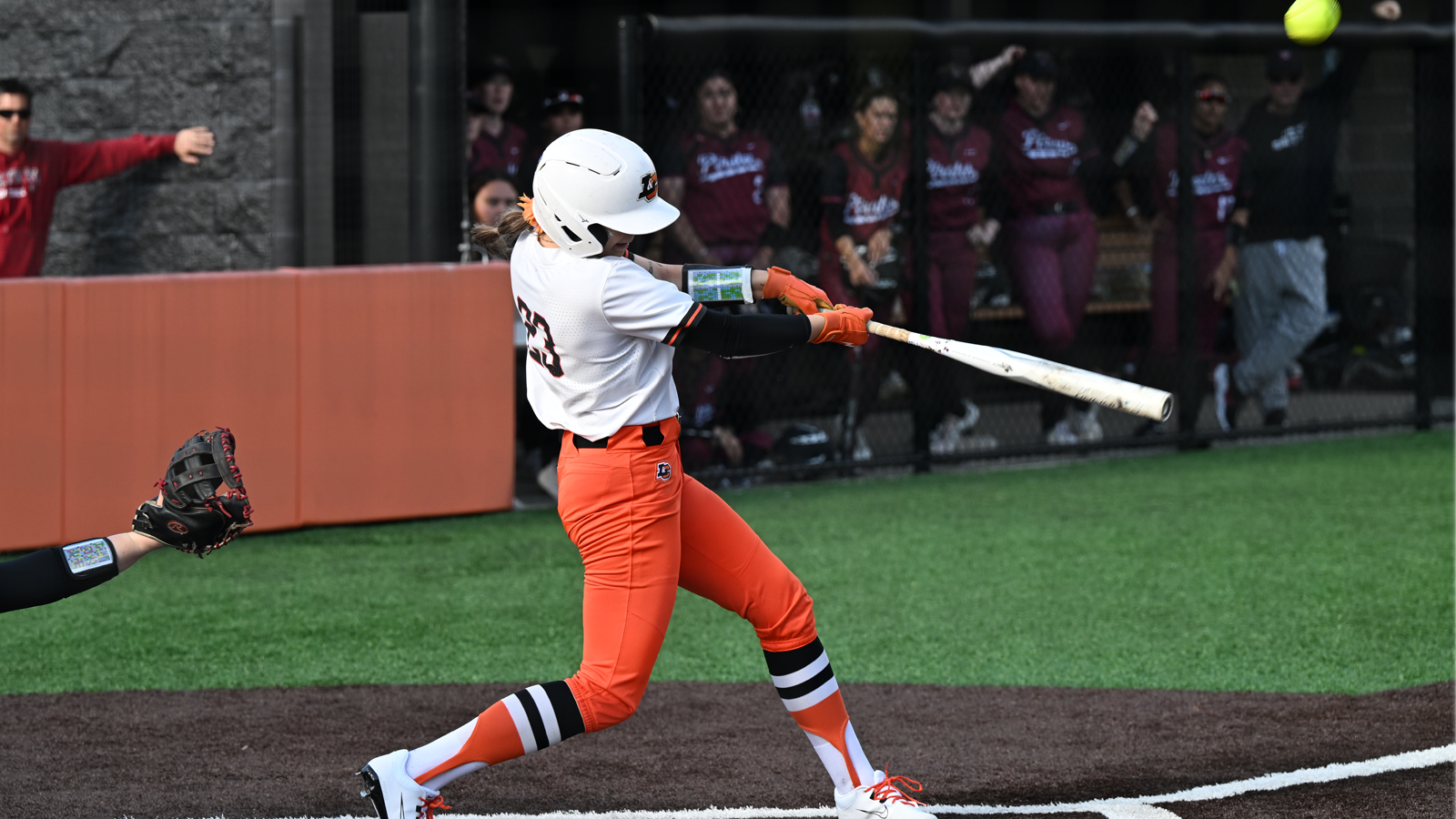 Lacey Marglin swings and lines the ball to the outfield