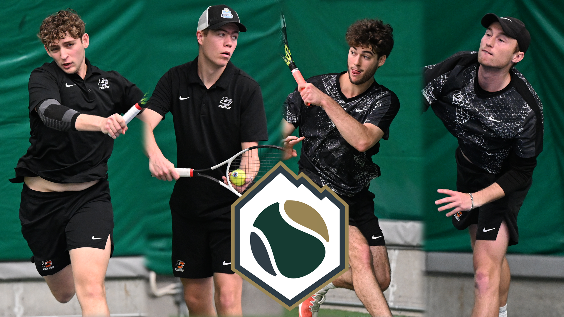 Spencer Loucks, Kaden Sigurdsson, Noah Sutin and Kai Wills all hit the tennis ball. 
