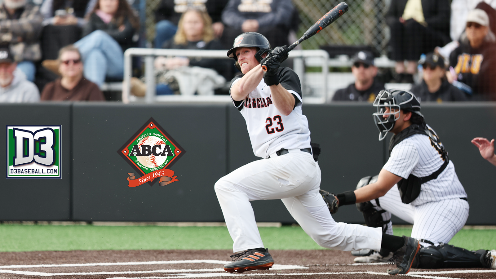 Bret Potter swings and watches the ball fly towards the wall in left field