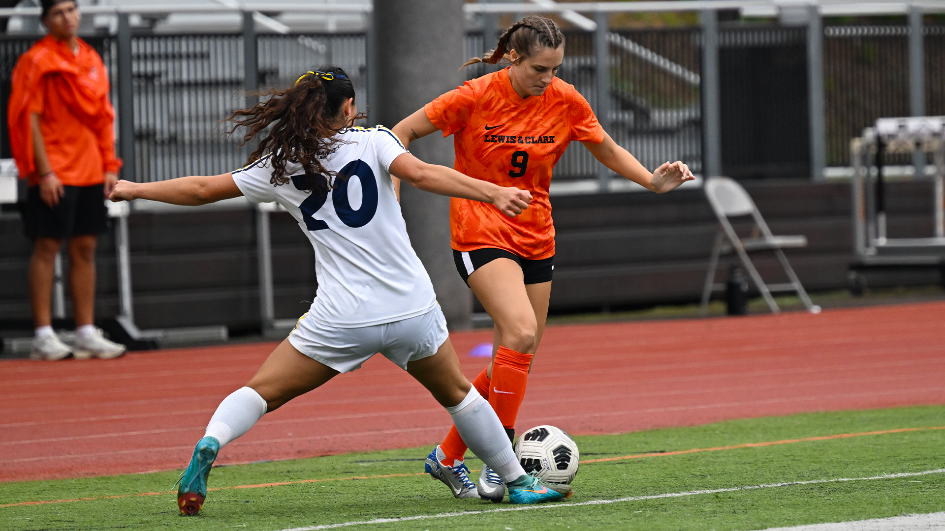 Siena Flock works the ball around a defender.