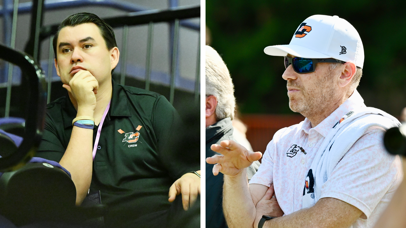 Seth Orensky (left) and Jeremy Loew (right) pose for photos while working games