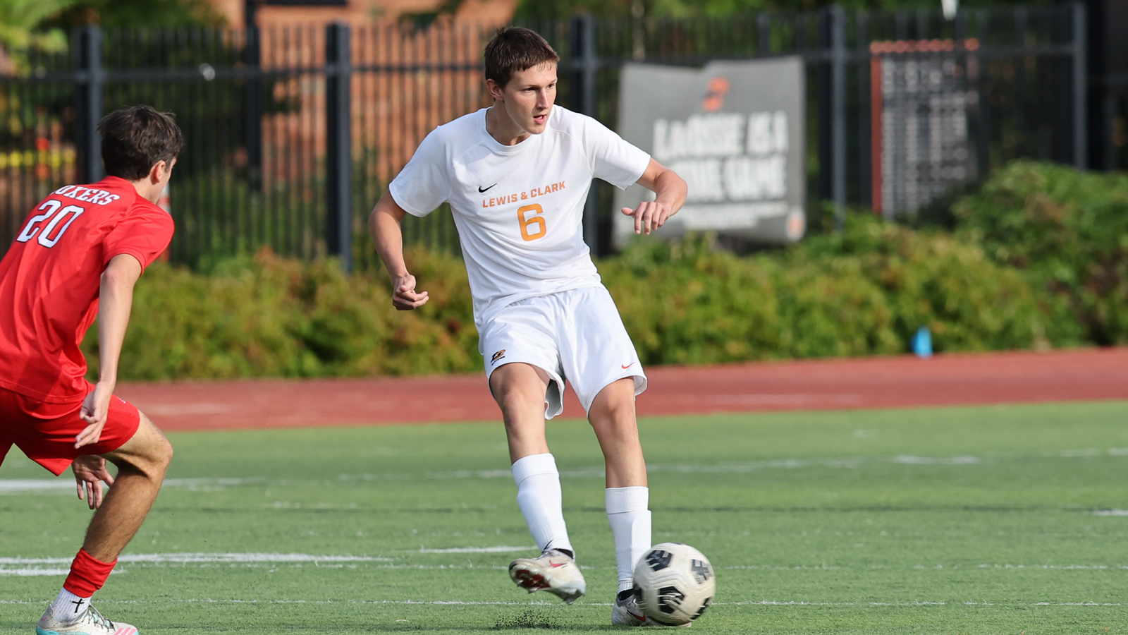 Eliot Shepard kicks the ball against Pacific
