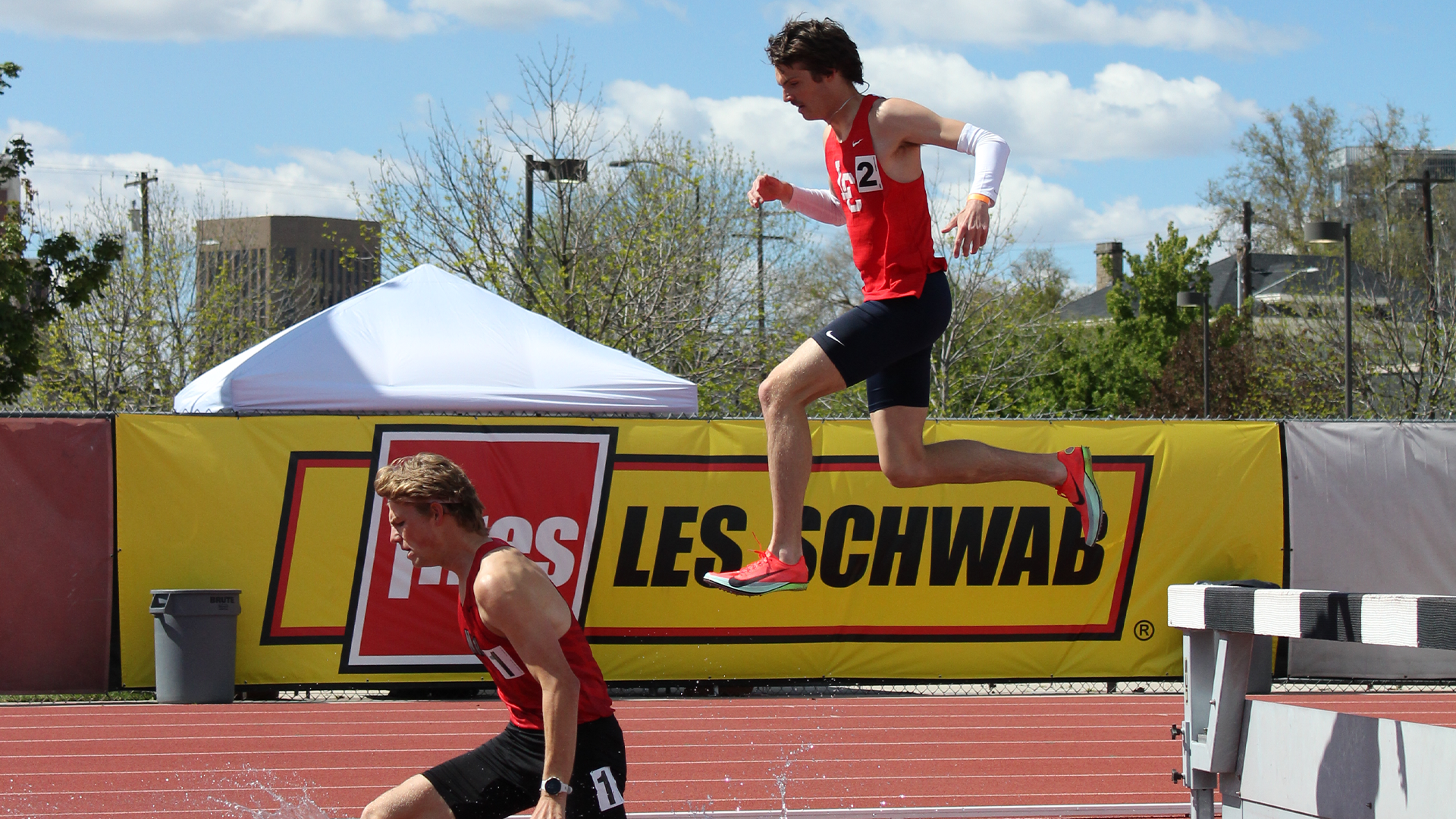 Ben Vernon jumps over a steeple