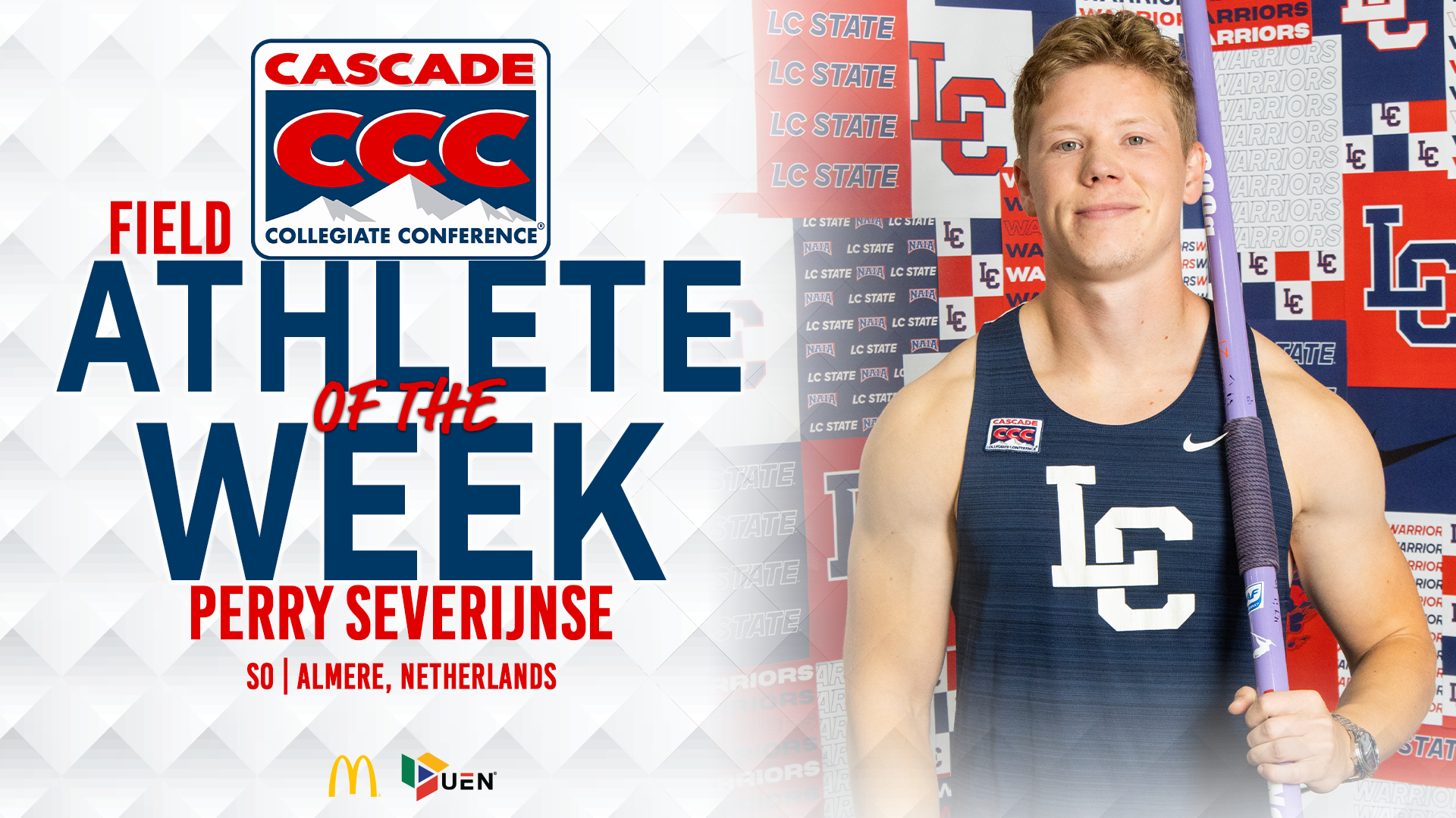 Graphic with Perry Severijnse Field Athlete of the Week