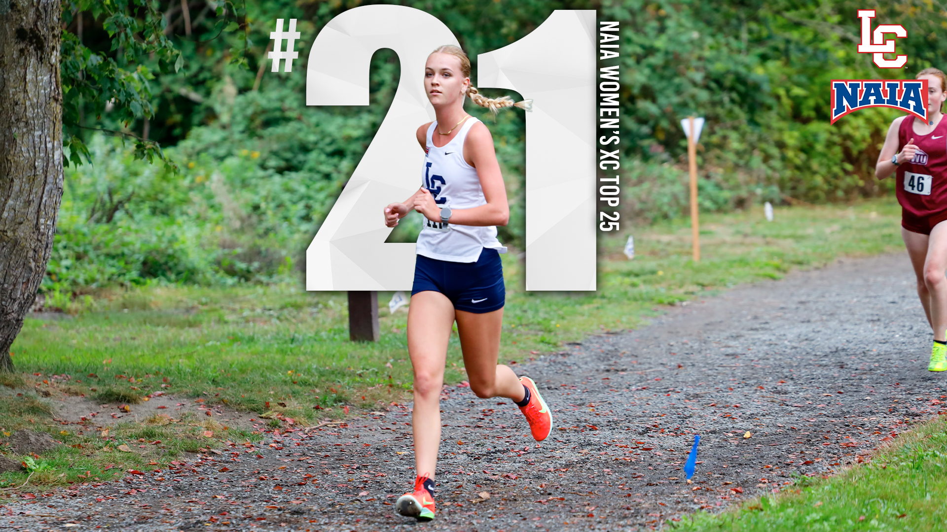 Lilly Gilbert runs with No. 21 in the backgrounf