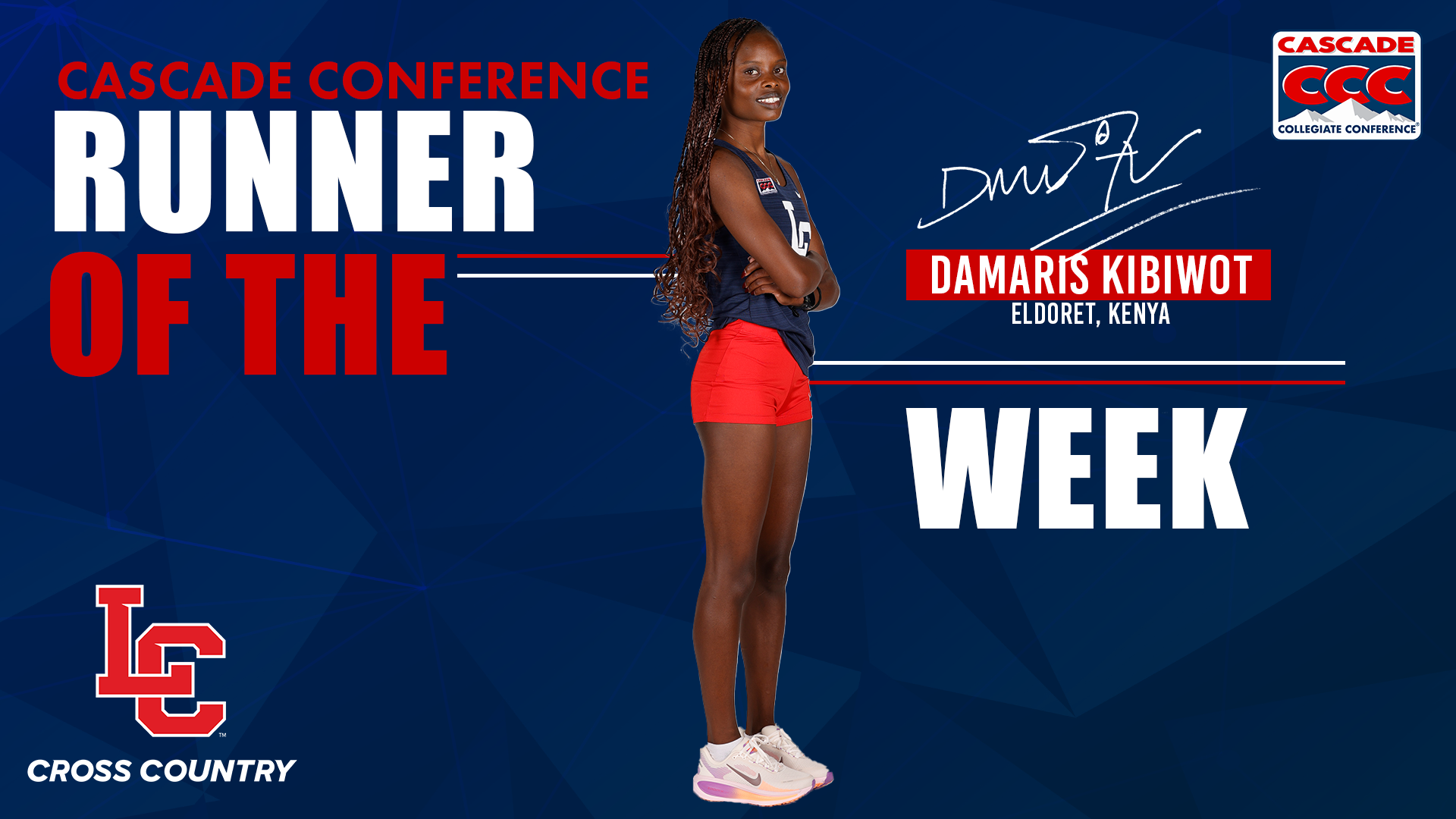 Damaris Kibiwot with Runner of the Week text